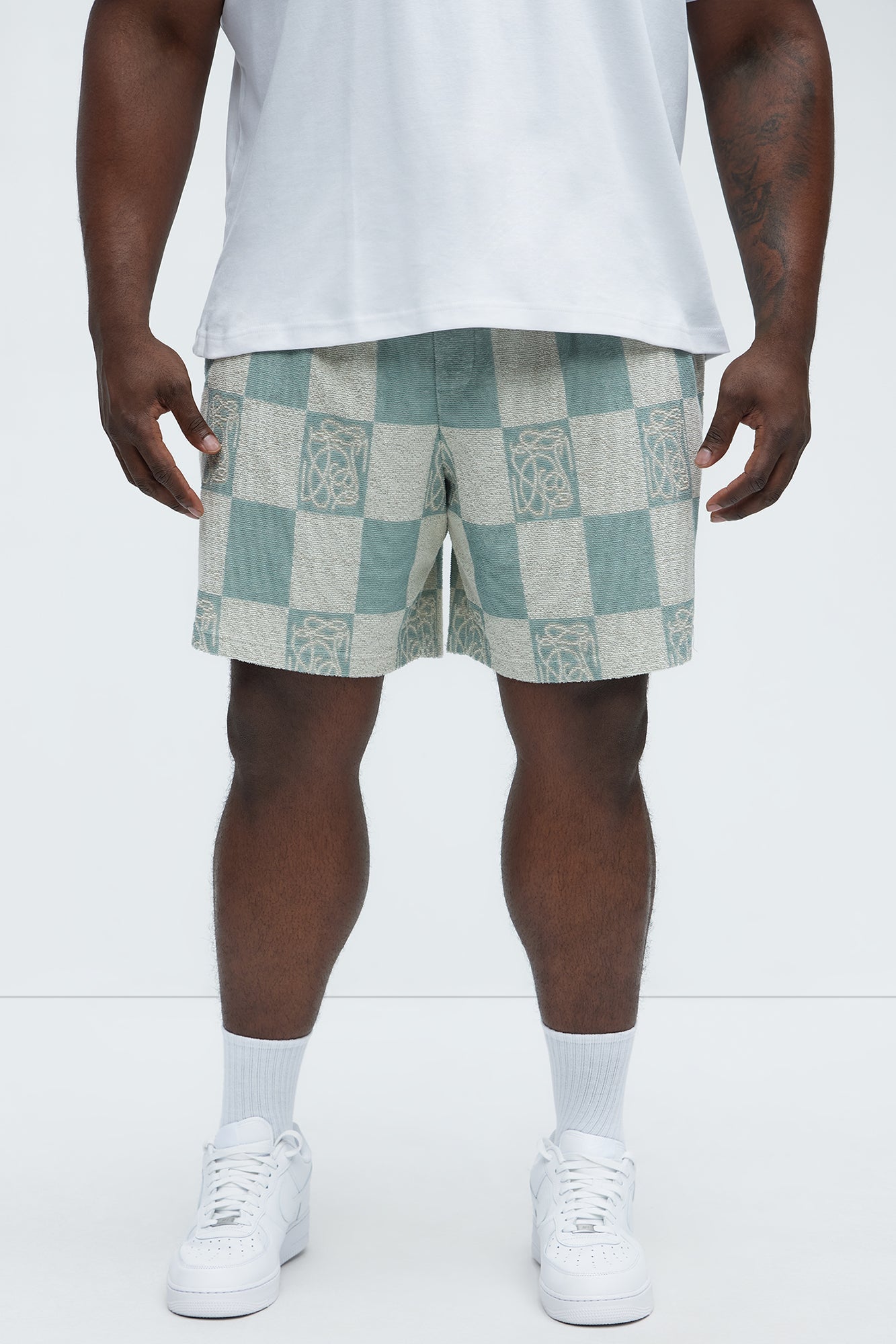 Checkered Relaxed Shorts - Blue/combo