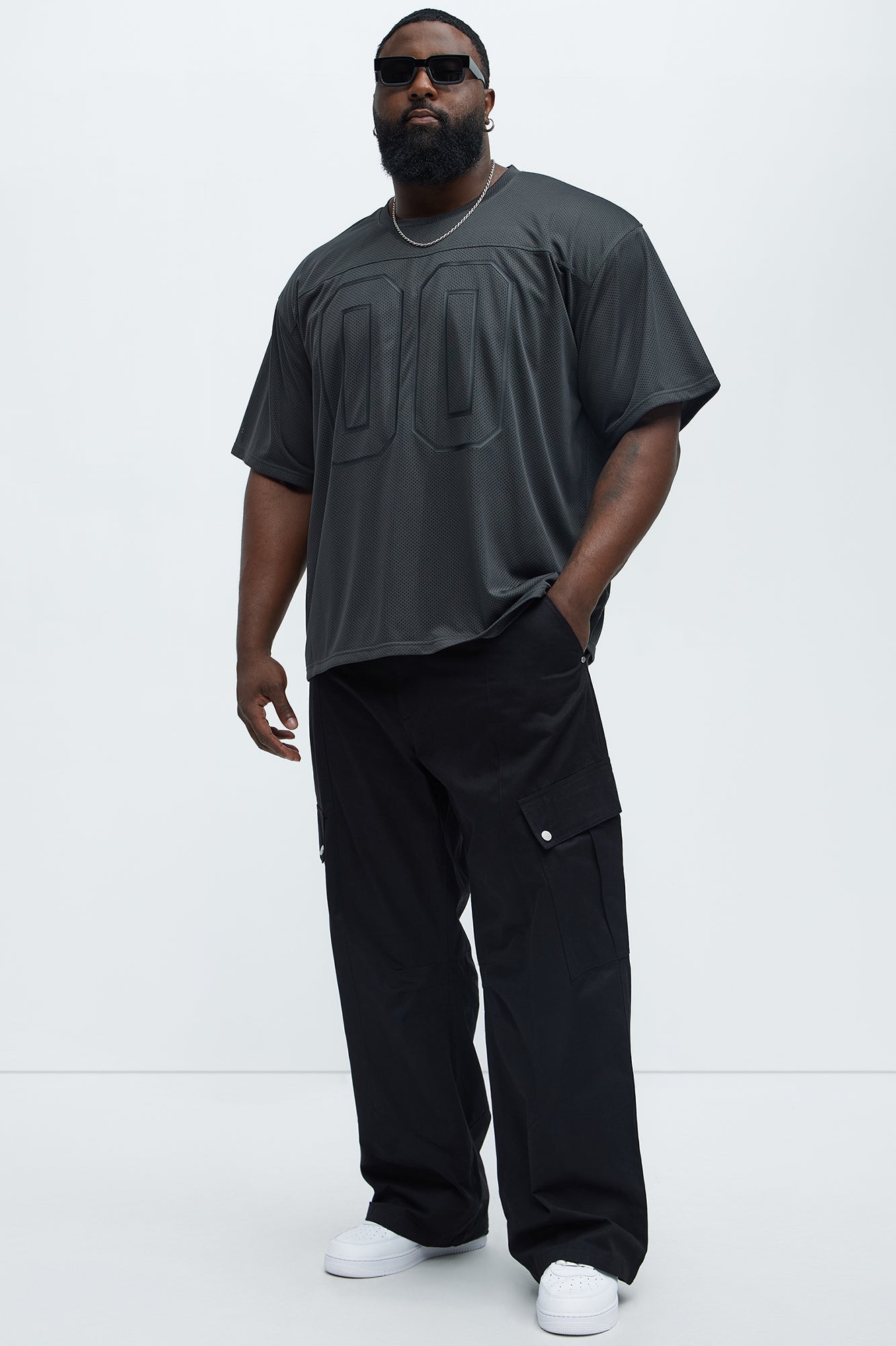 Mesh Boxy Football Short Sleeve Tee - Black