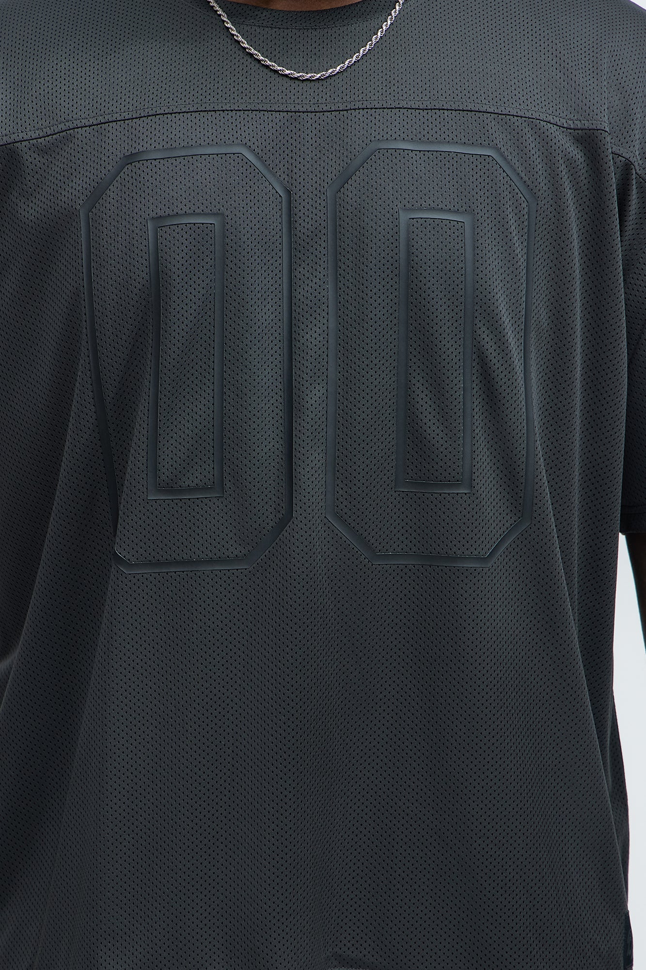 Mesh Boxy Football Short Sleeve Tee - Black
