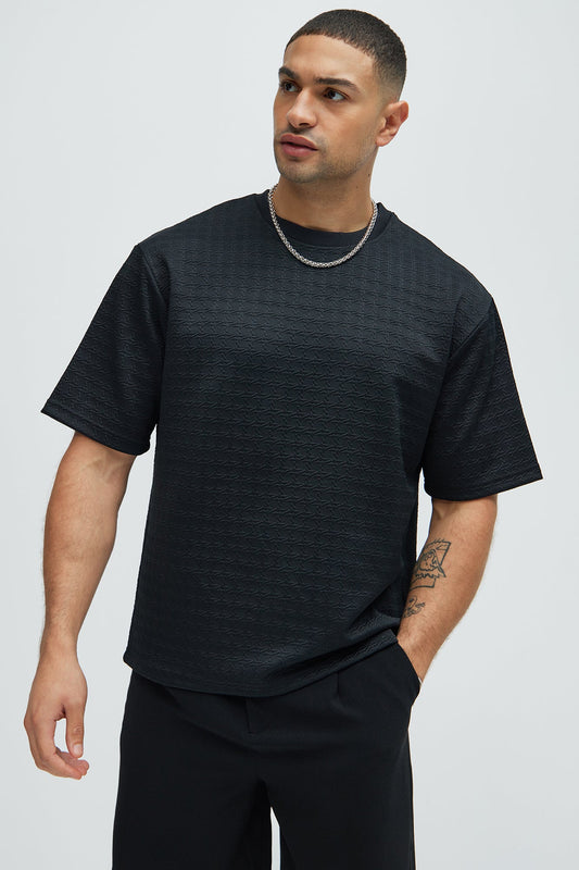 8 AM Textured Short Sleeve Tee - Black