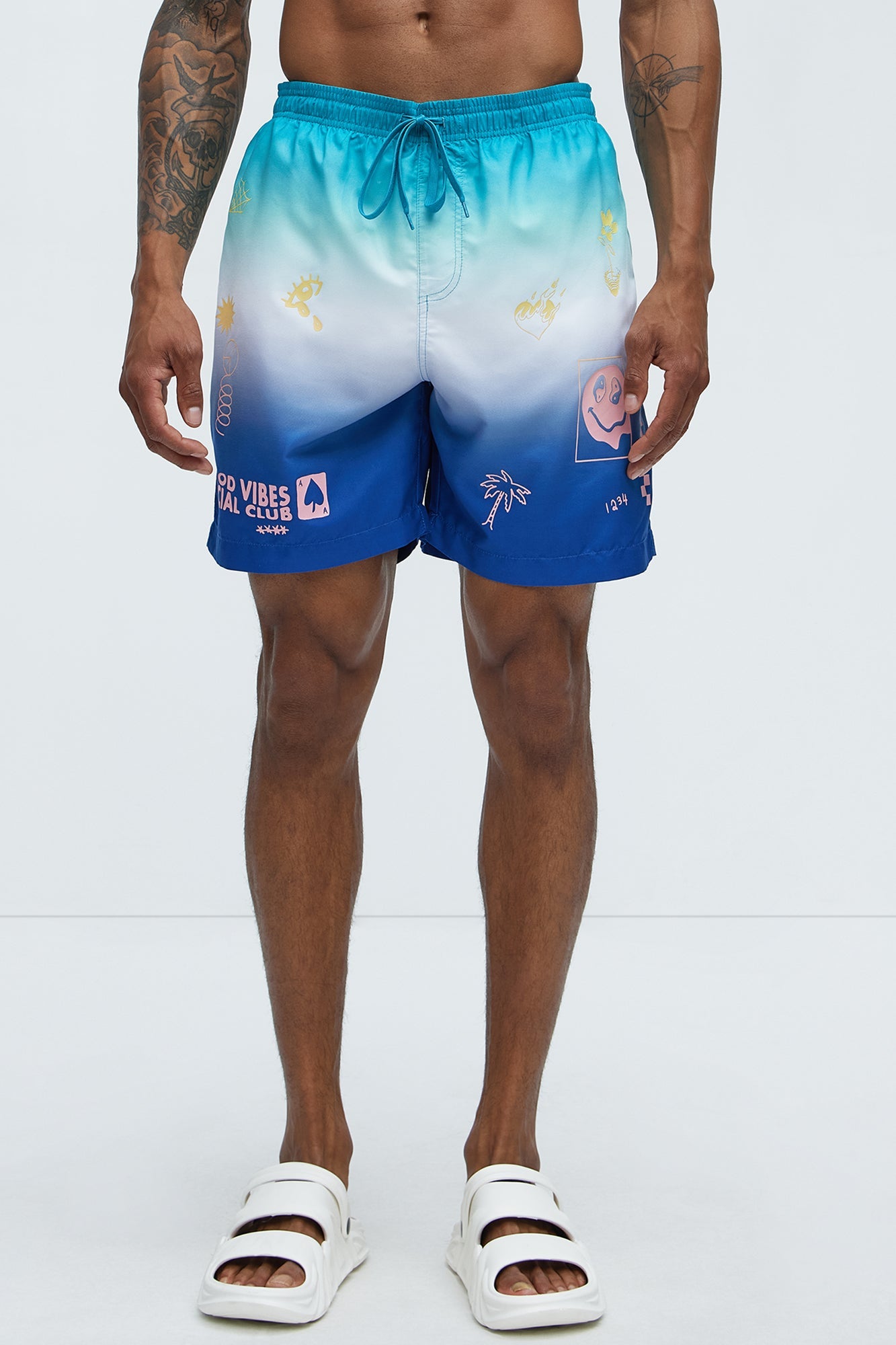 Ombre Good Vibes Swim Mid Trunk - Blue