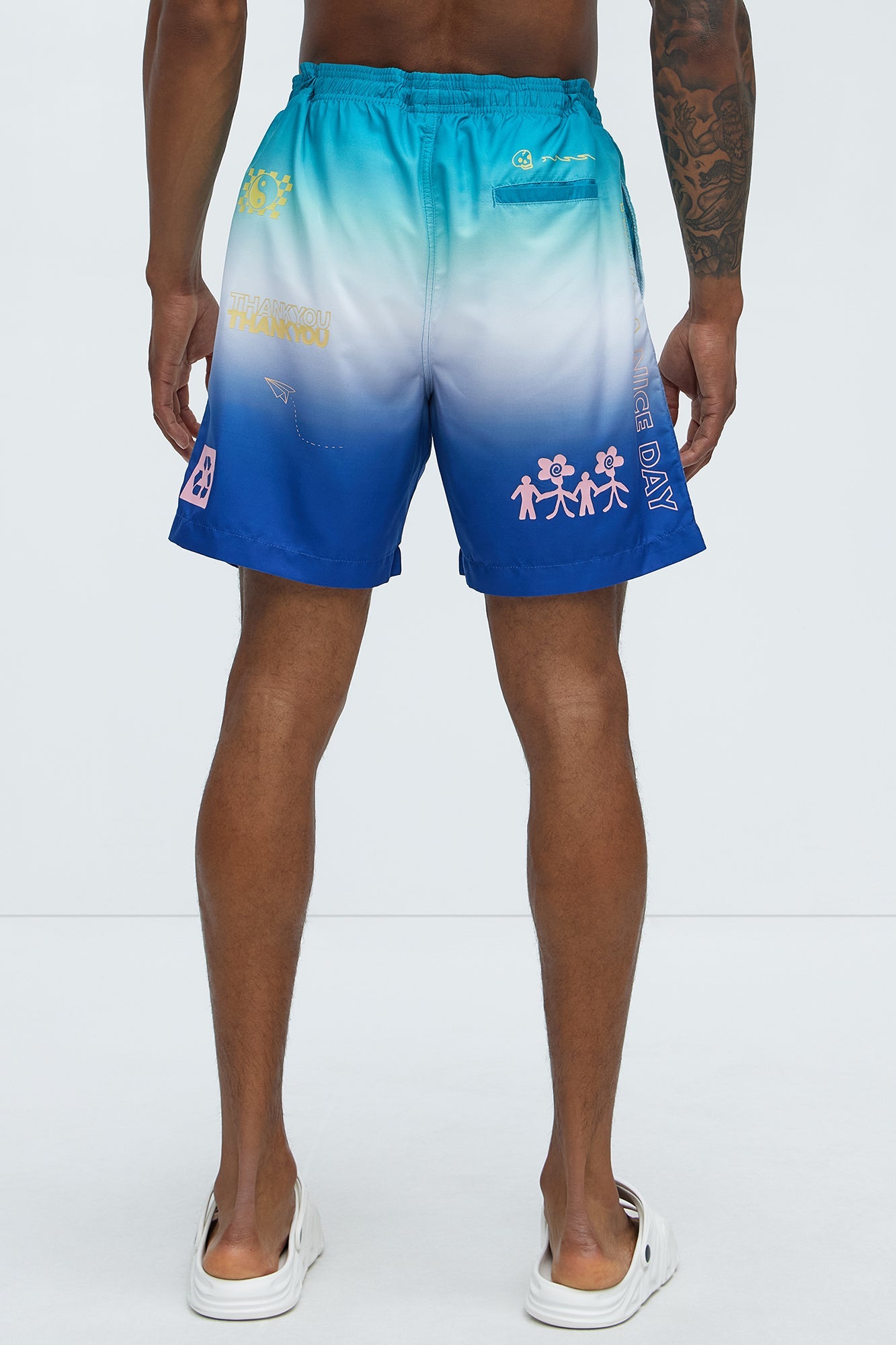 Ombre Good Vibes Swim Mid Trunk - Blue