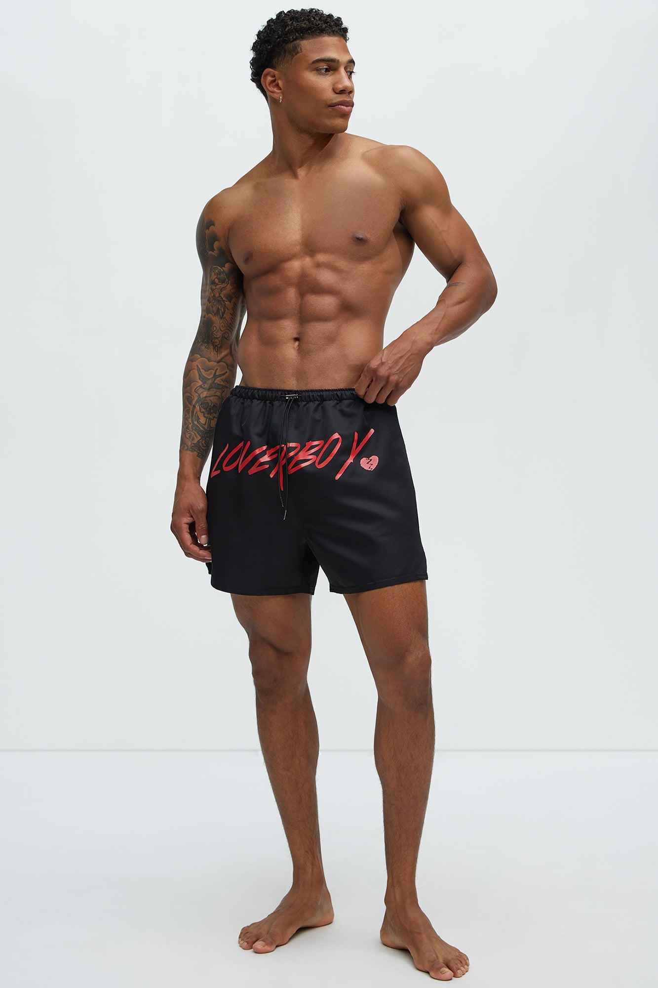 Loverboy Relaxed Swim Trunk 4″ - Black