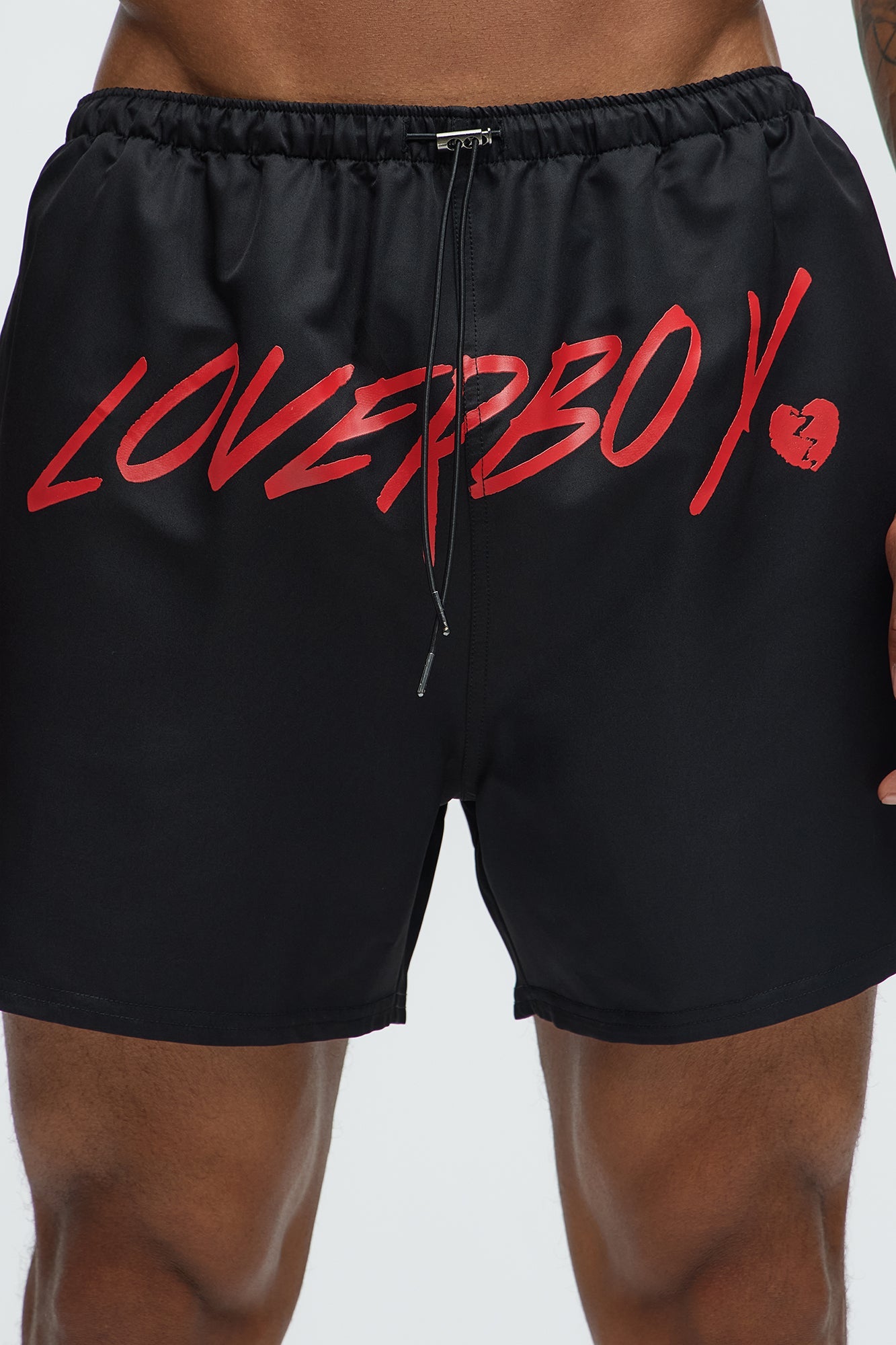 Loverboy Relaxed Swim Trunk 4″ - Black
