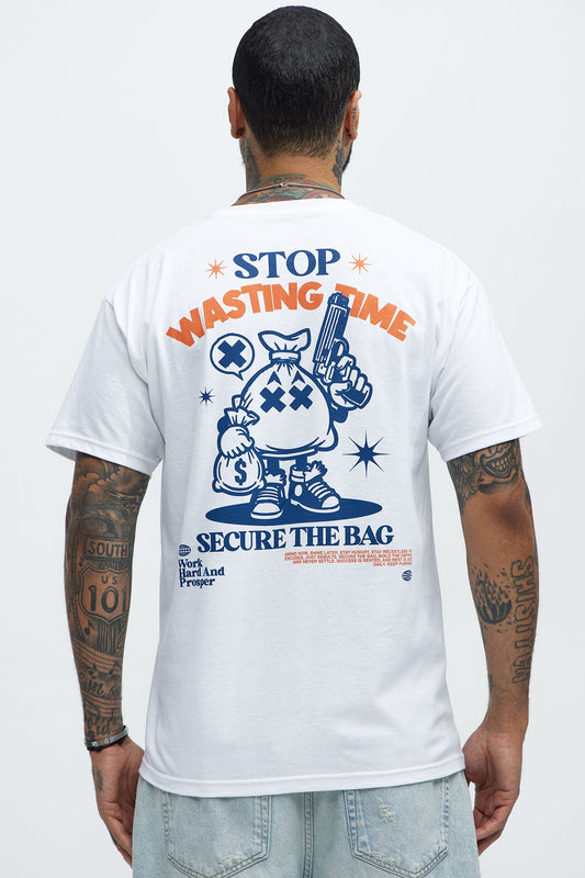 Stop Wasting Time Roll Short Sleeve Tee - White