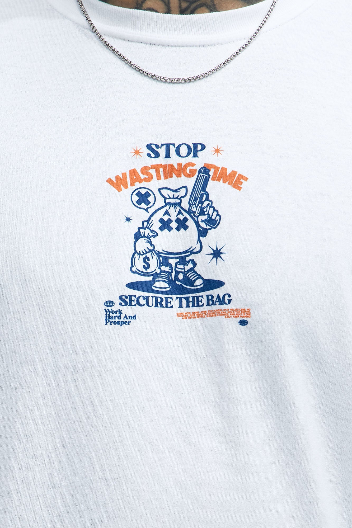 Stop Wasting Time Roll Short Sleeve Tee - White