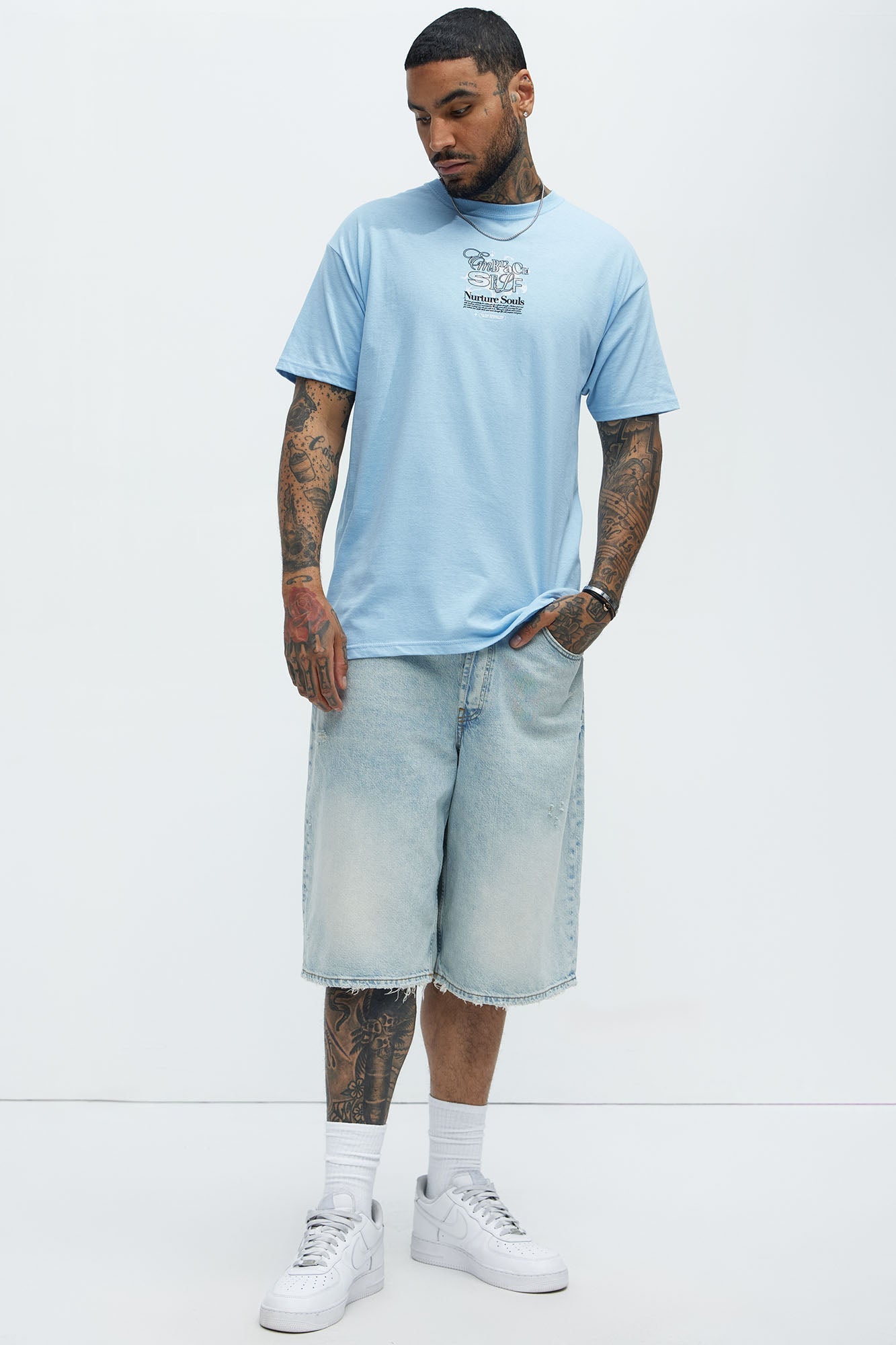 Embrace Self Nurture Short Sleeve Tee - Light Blue
