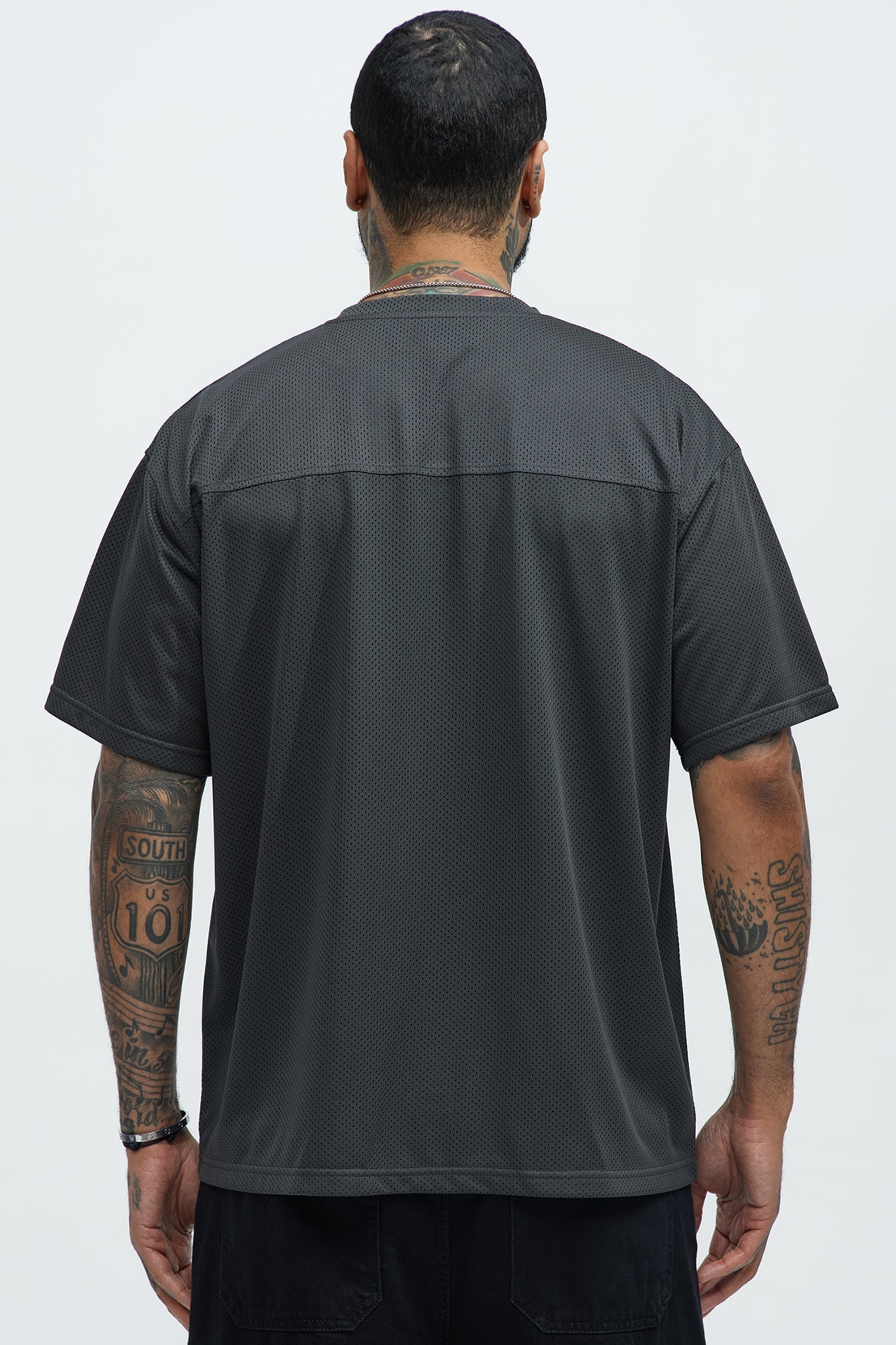 Mesh Boxy Football Short Sleeve Tee - Black