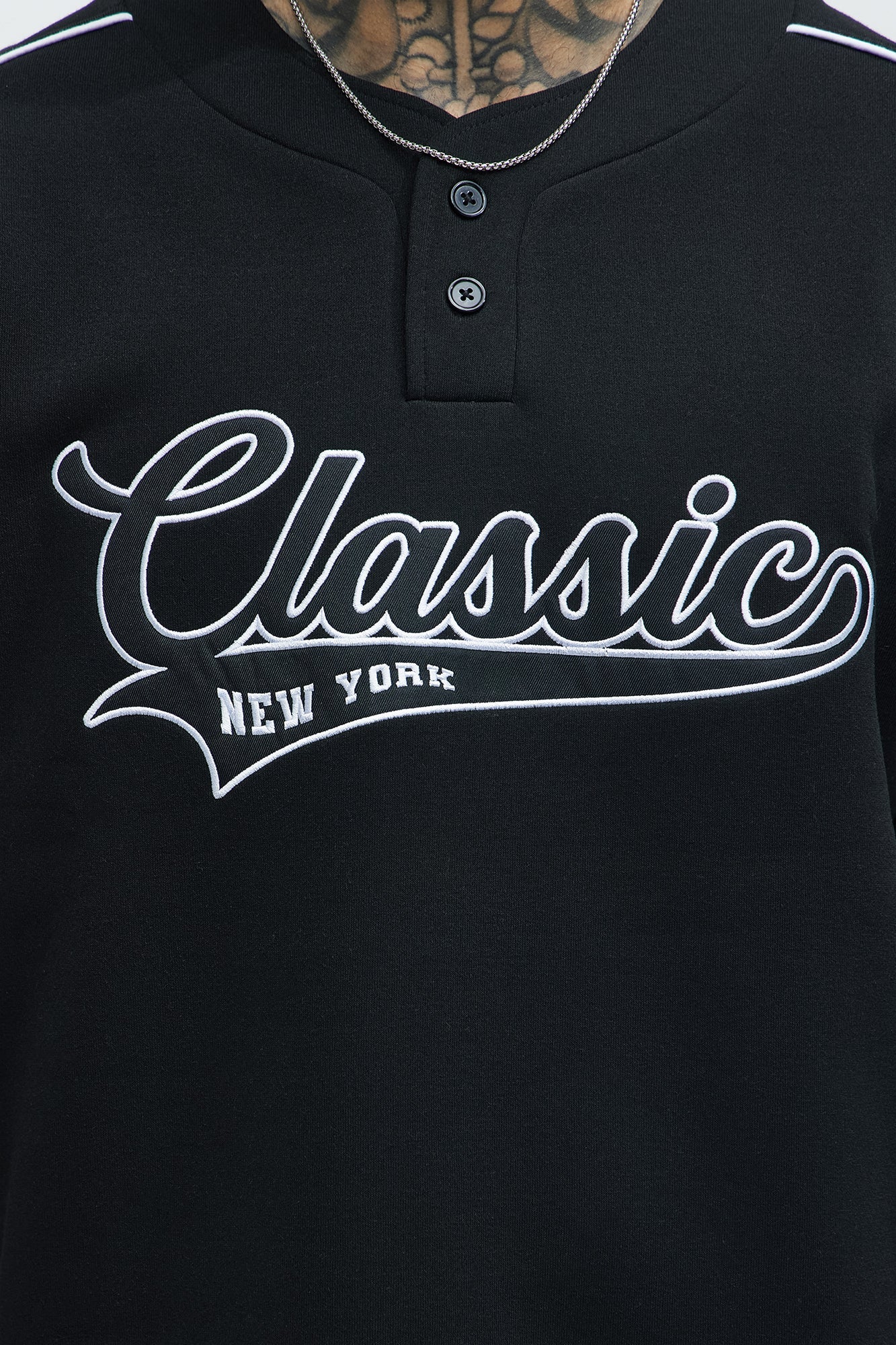 Classic New York Short Sleeve Henley - Black