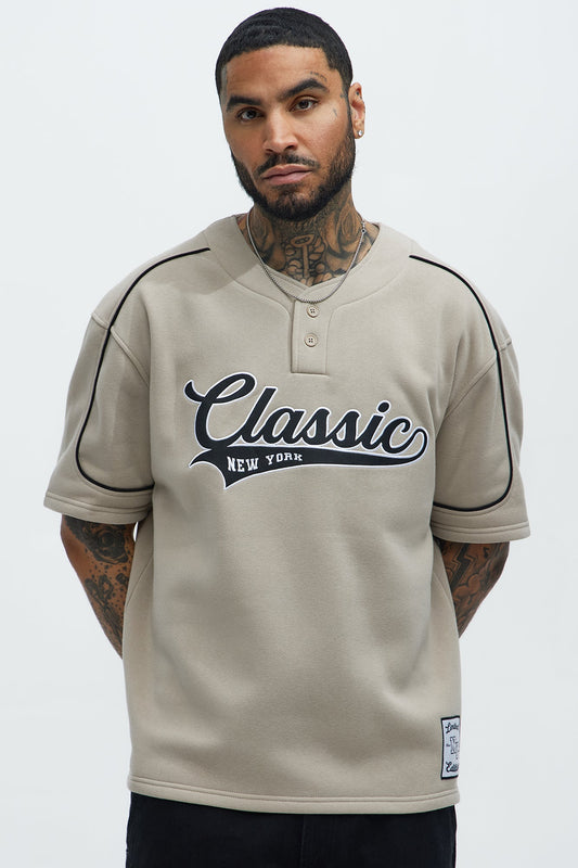 Classic New York Short Sleeve Henley - Stone