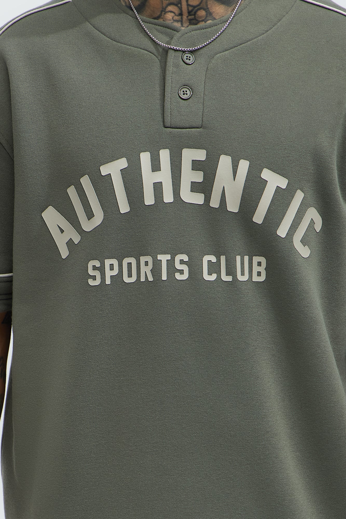 Athletics Sports Club Short Sleeve Henley - Olive