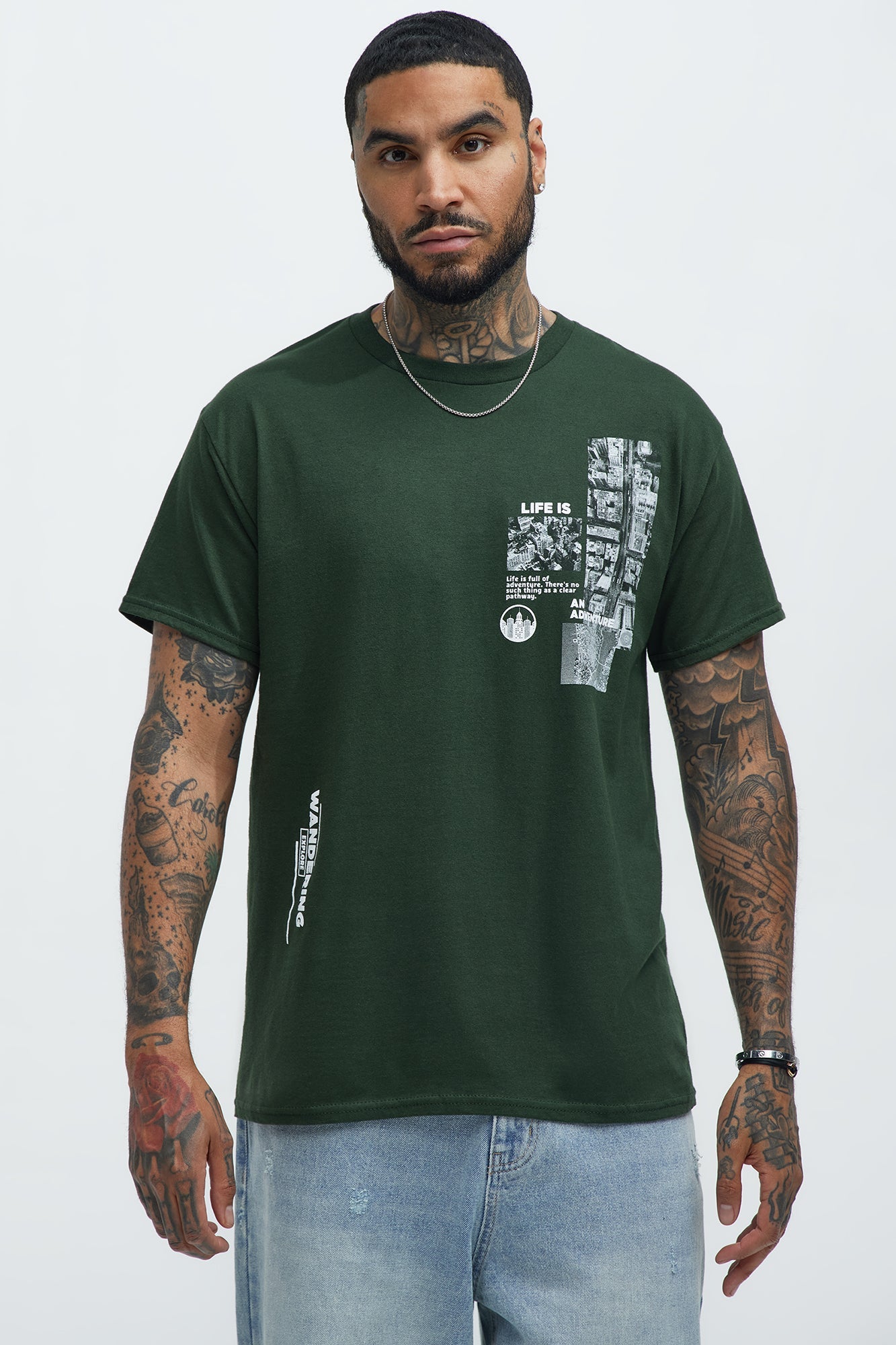 Life Is Wandering Short Sleeve Tee - Hunter Green