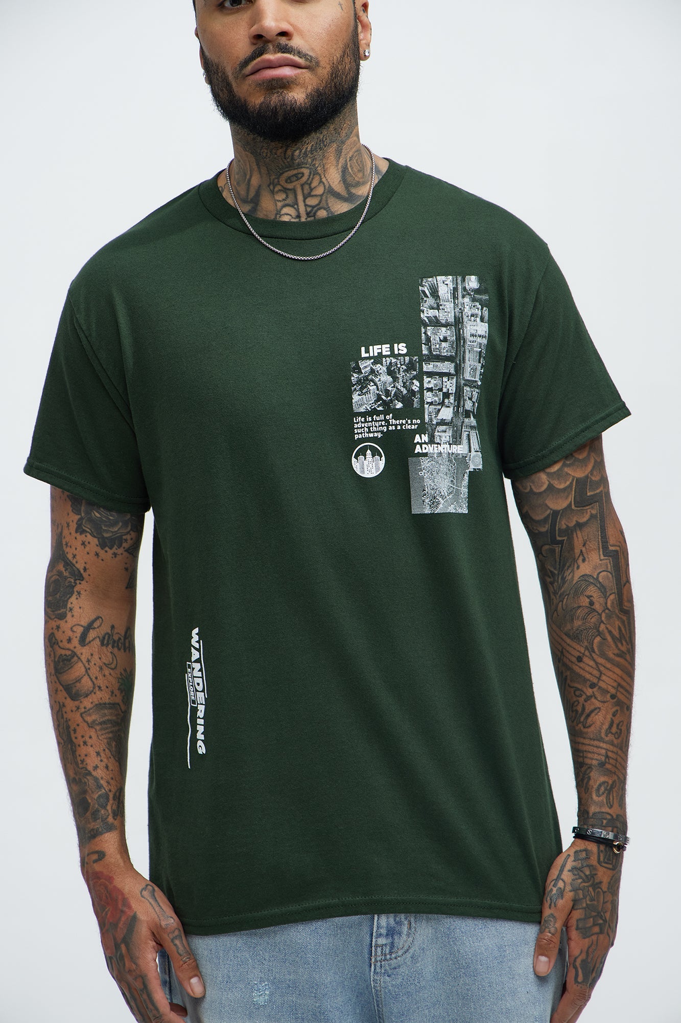Life Is Wandering Short Sleeve Tee - Hunter Green