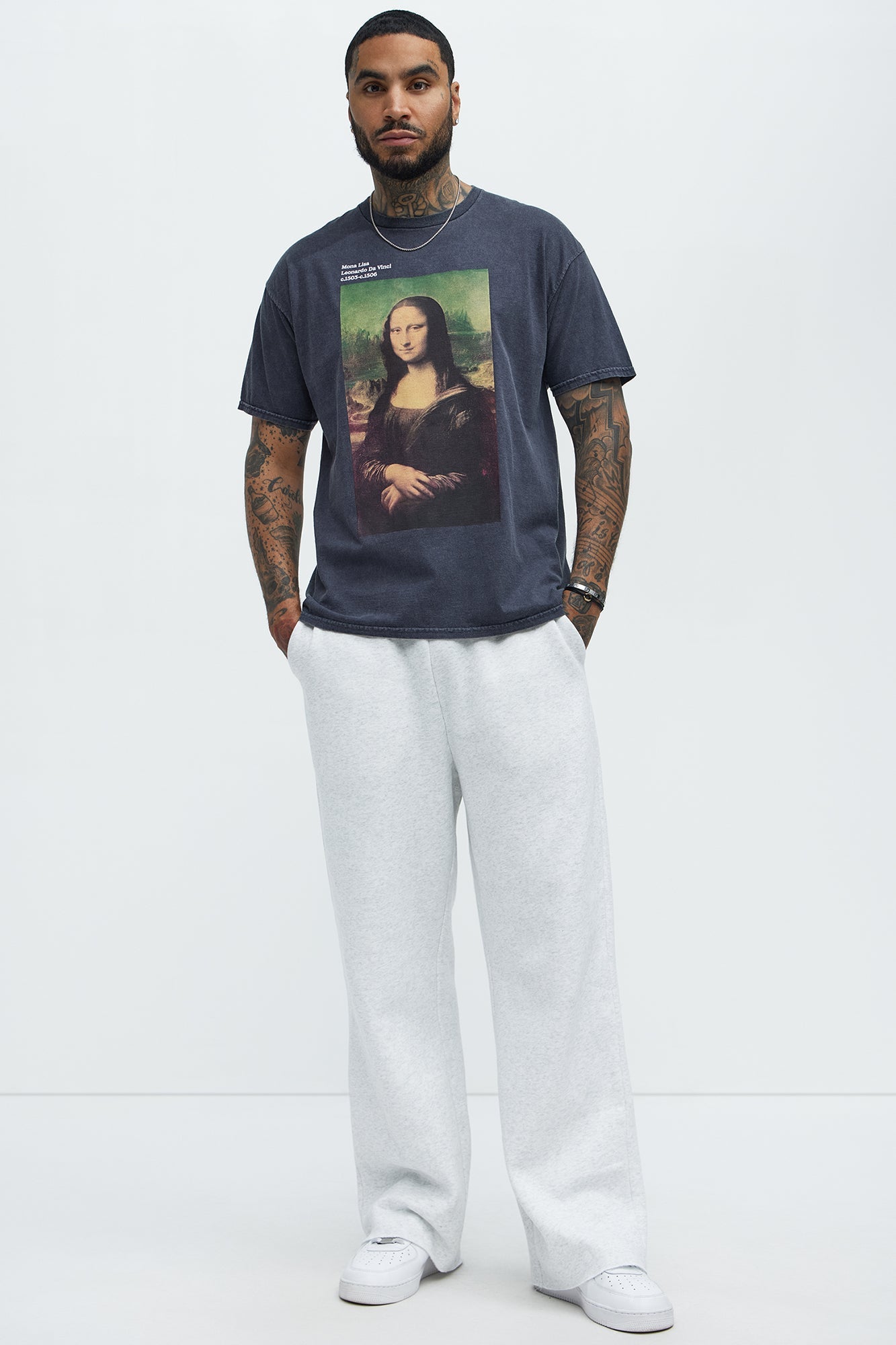 Da Vinci Mona Lisa Short Sleeve Tee - Navy