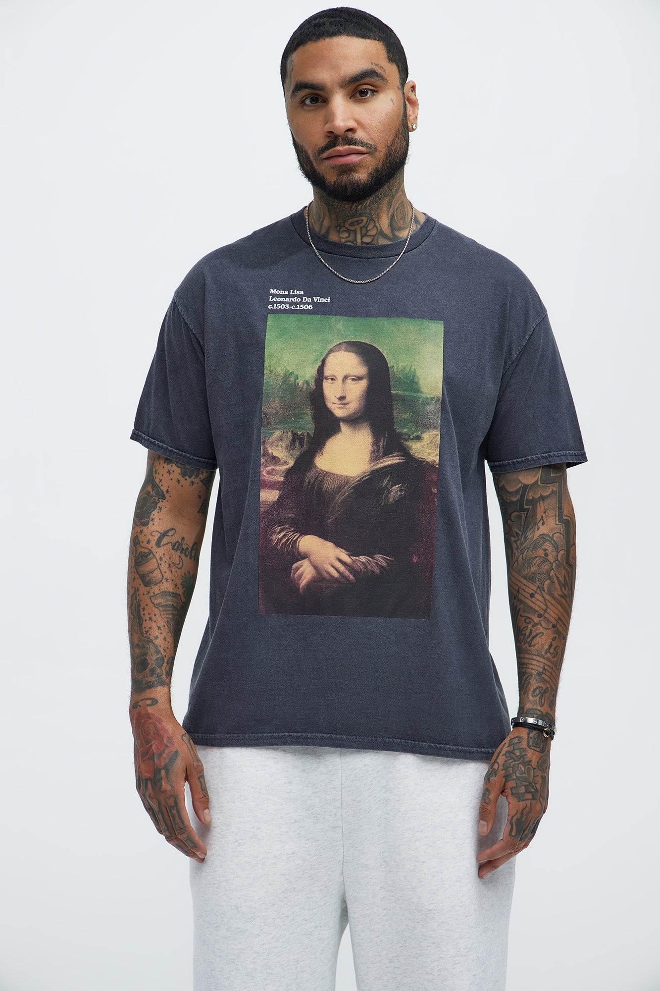 Da Vinci Mona Lisa Short Sleeve Tee - Navy