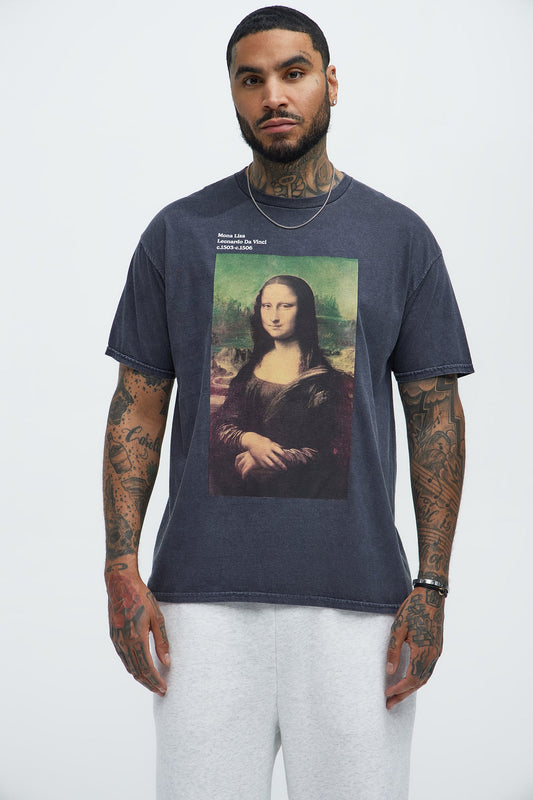Da Vinci Mona Lisa Short Sleeve Tee - Navy