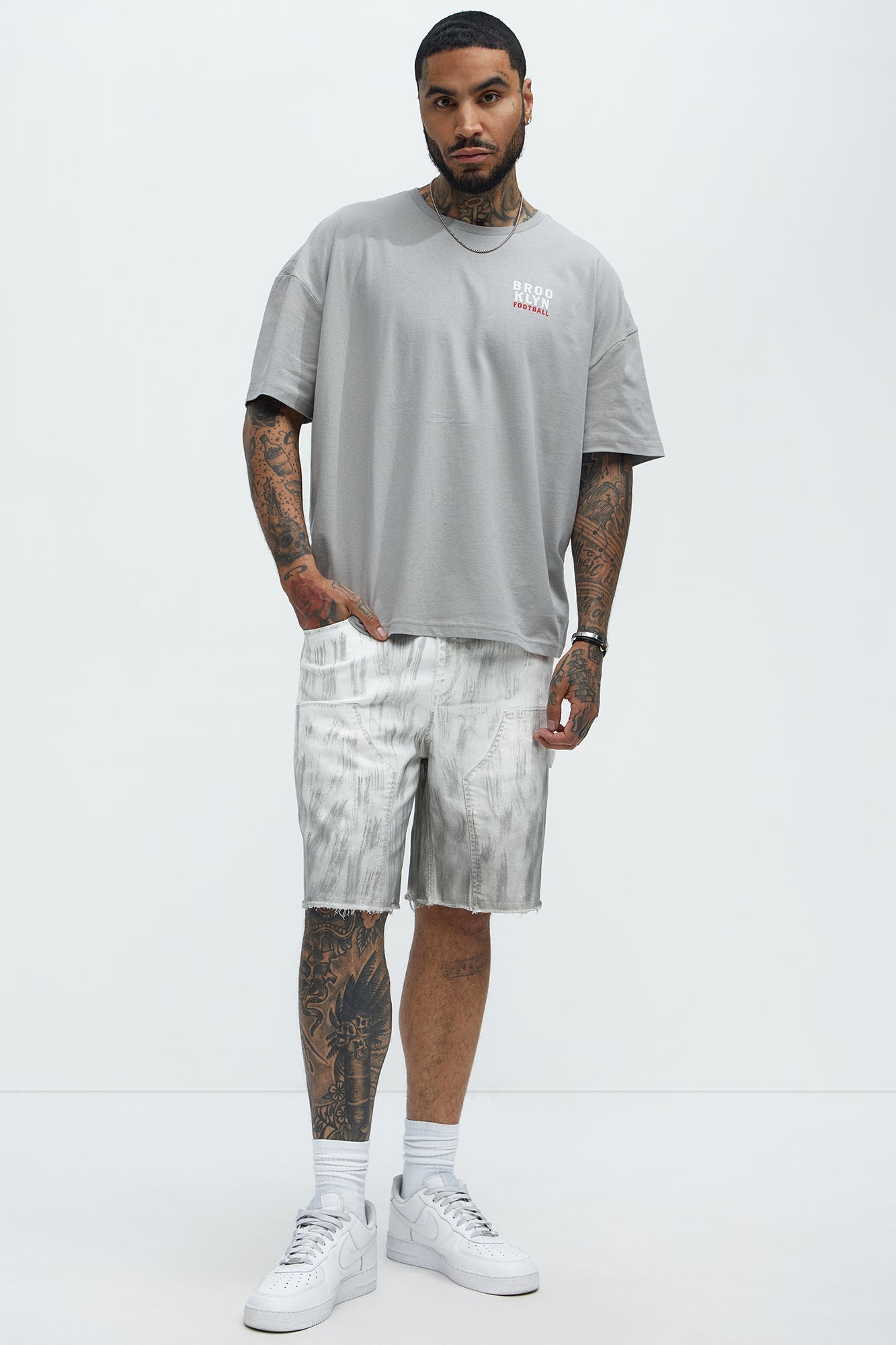 Brooklyn Basketball Oversized Short Sleeve Tee - Grey
