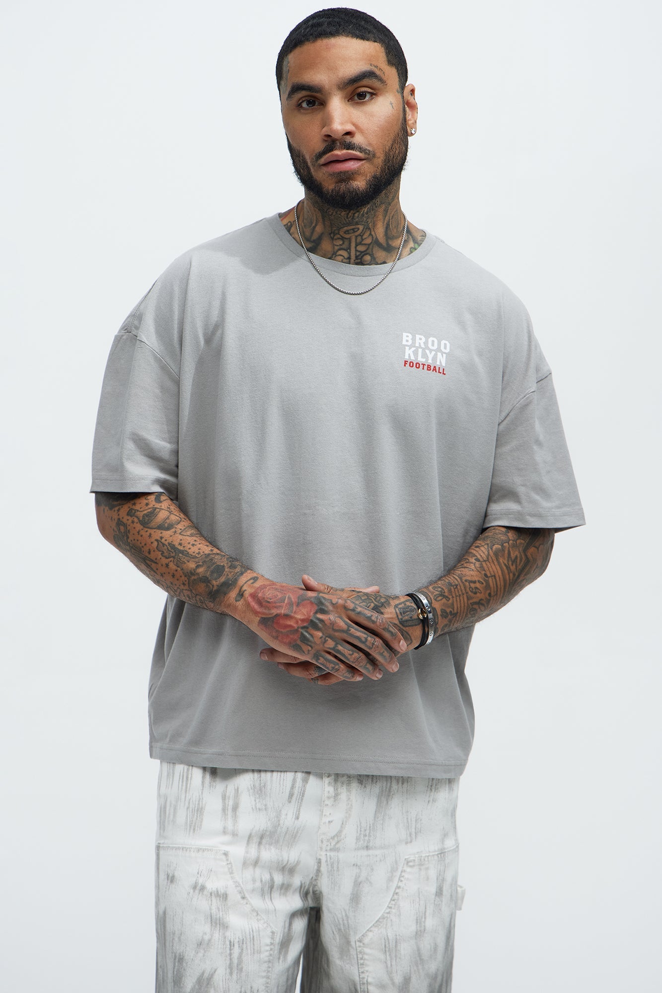 Brooklyn Basketball Oversized Short Sleeve Tee - Grey