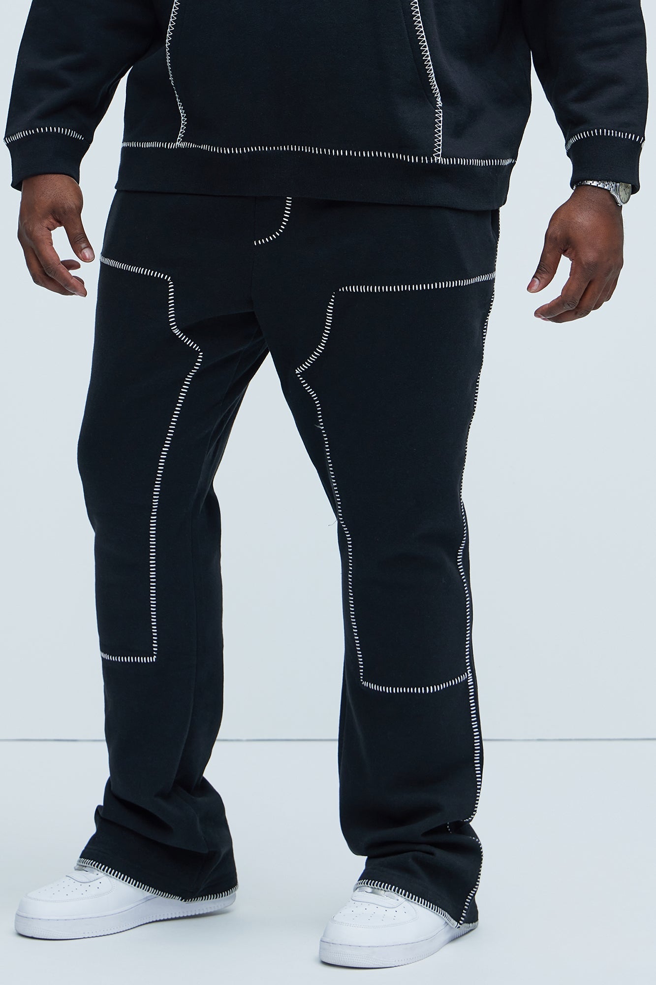 Tyson Stitch Skinny Flared Sweatpants - Black