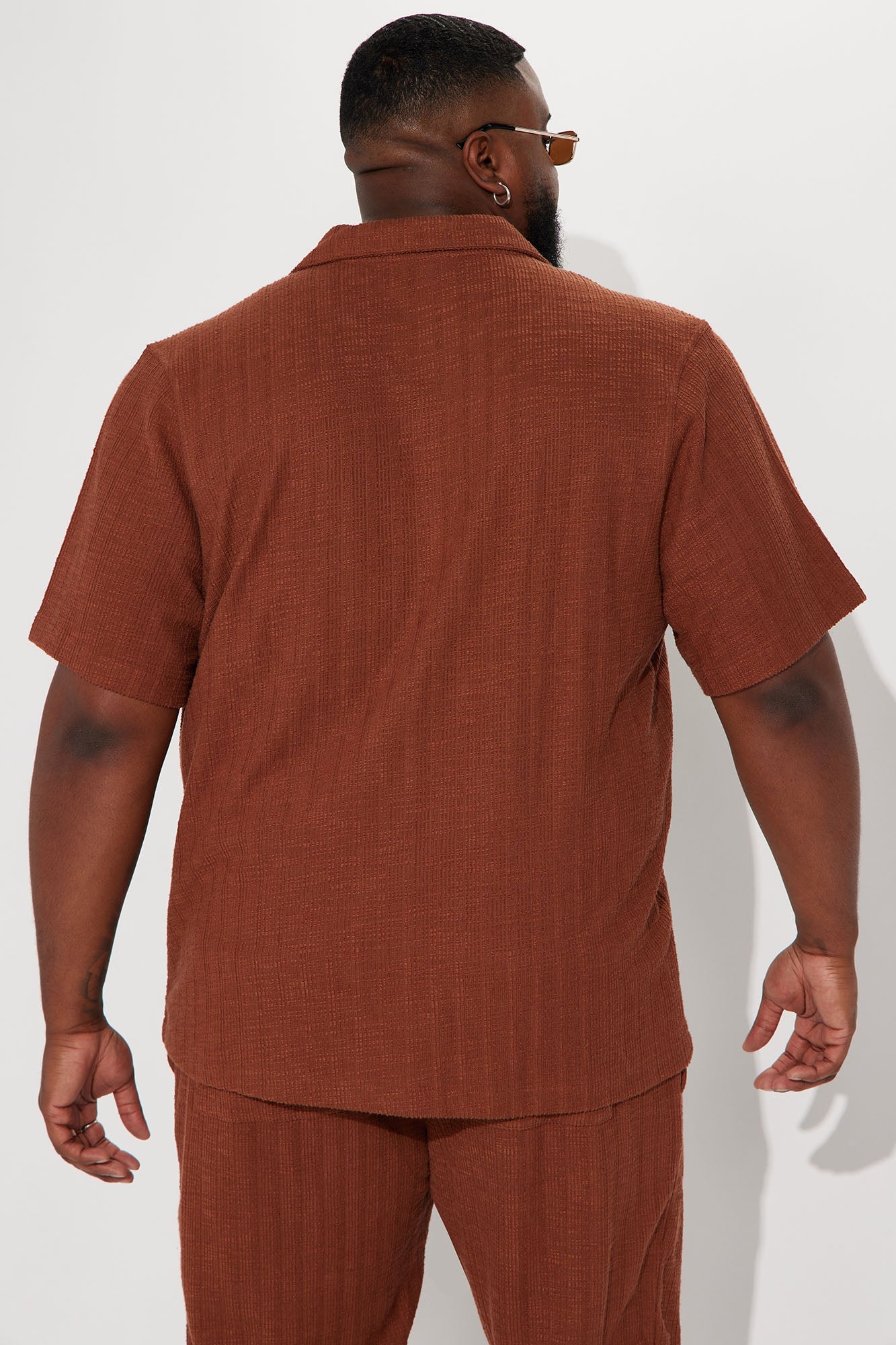 Dean Textured Short Sleeve Button Up Shirt - Chocolate