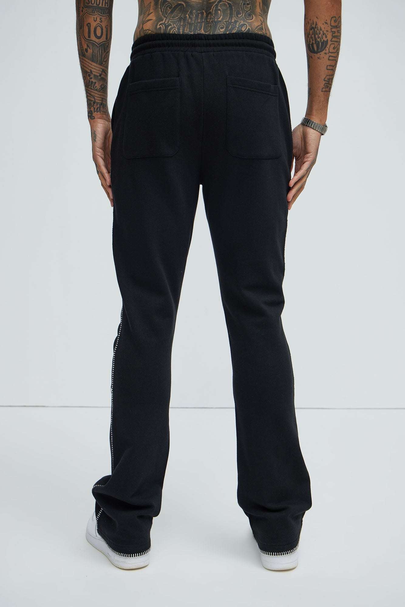 Tyson Stitch Skinny Flared Sweatpants - Black