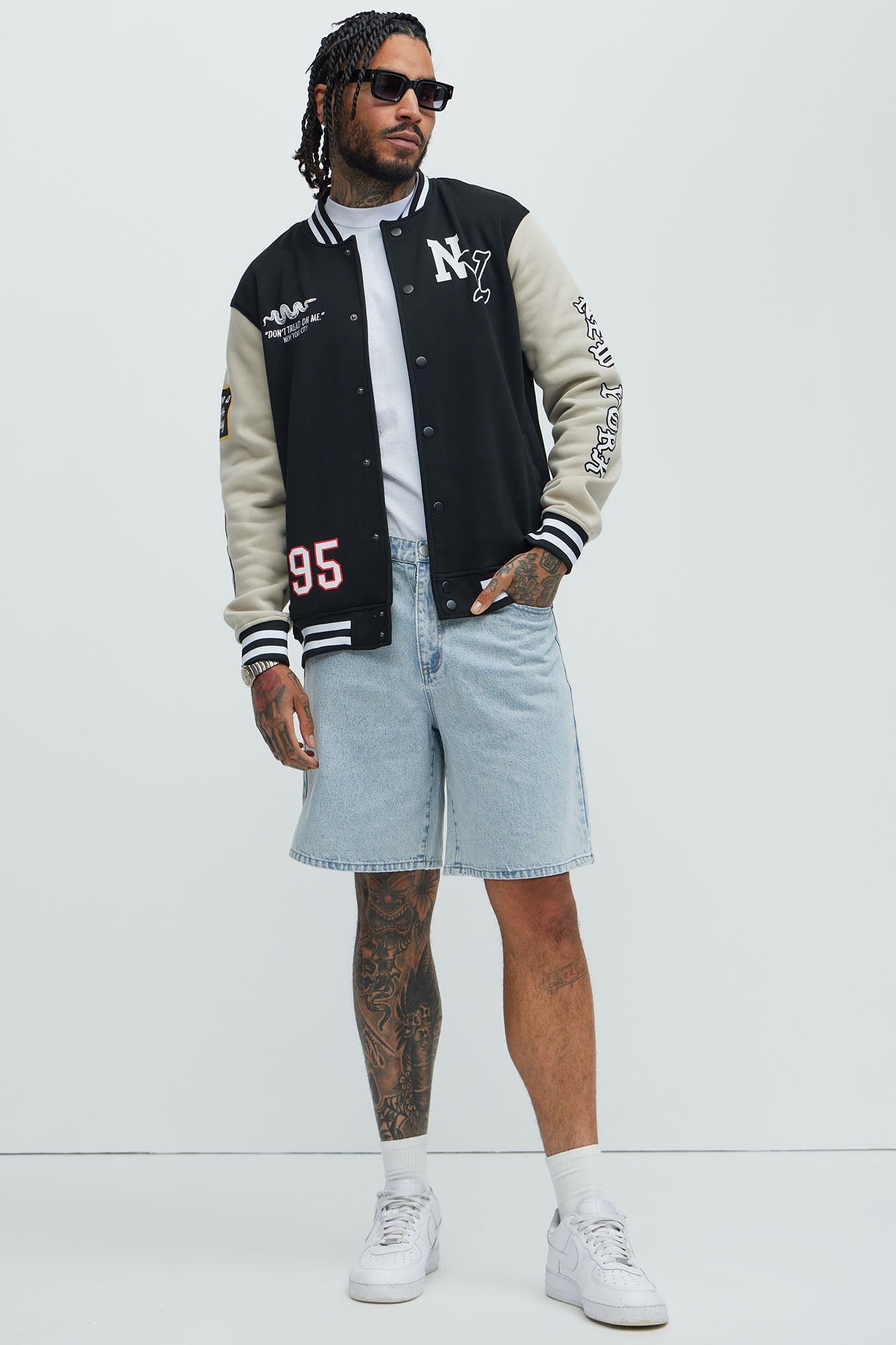 New York Circle Varsity Jacket - Black