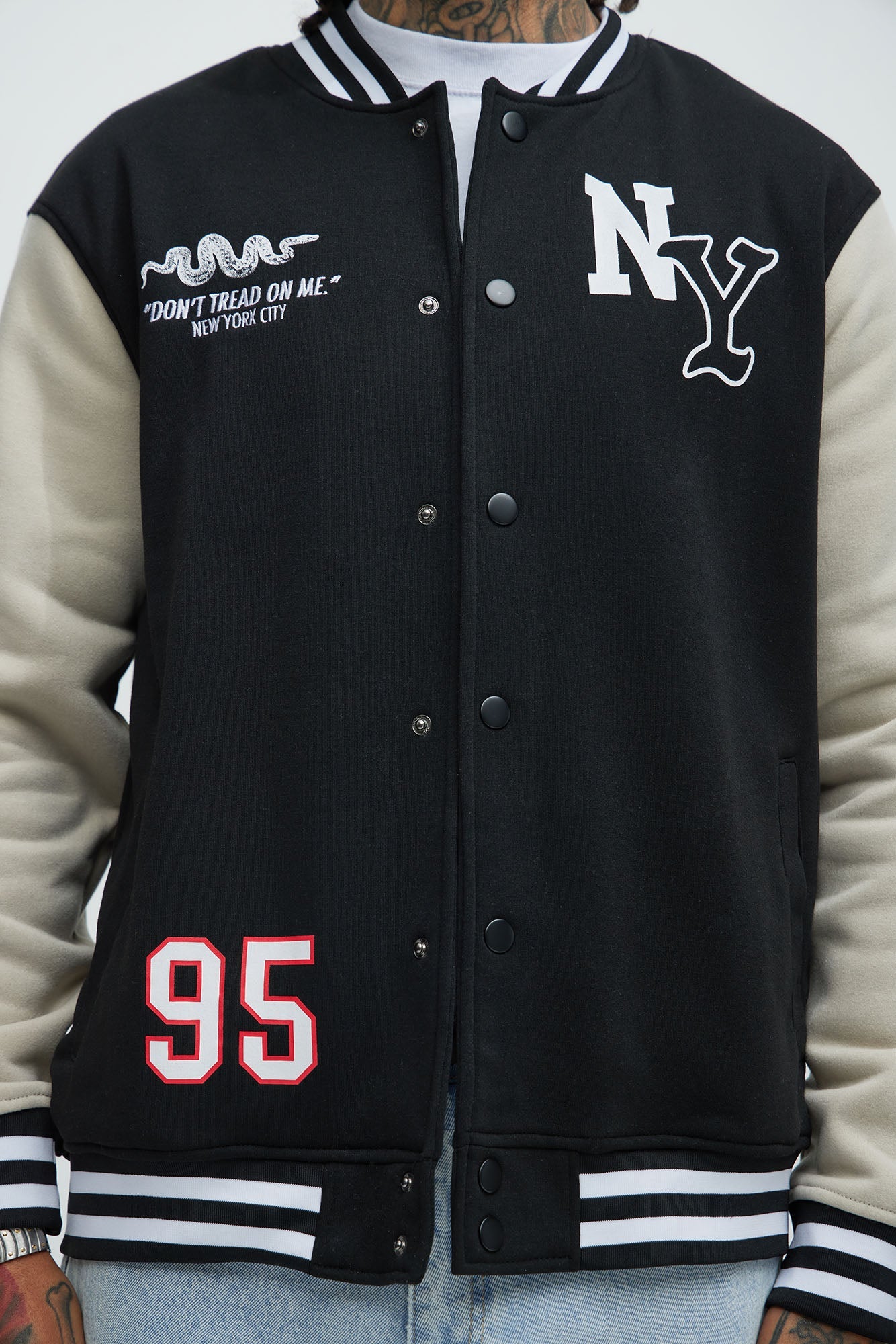New York Circle Varsity Jacket - Black
