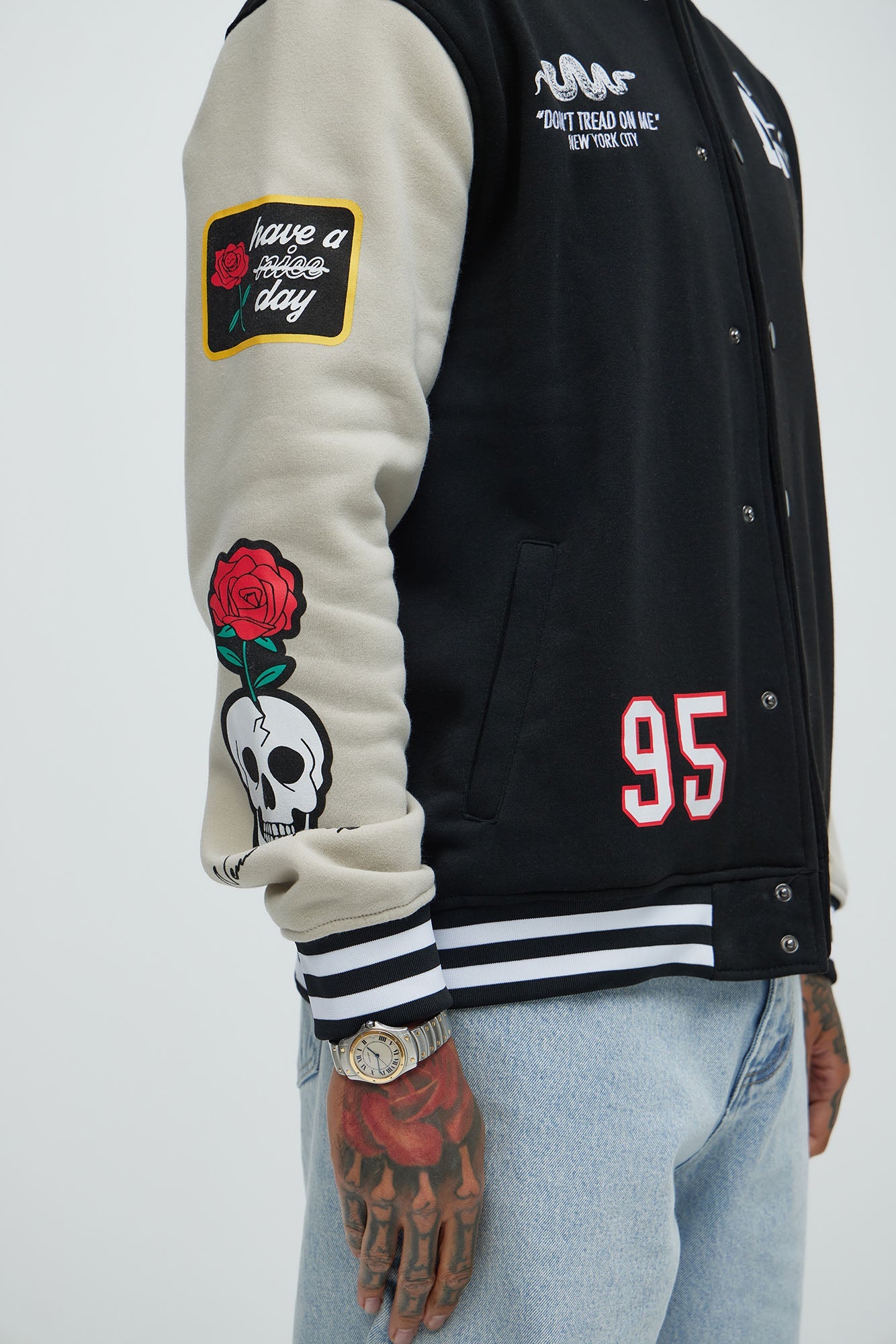 New York Circle Varsity Jacket - Black