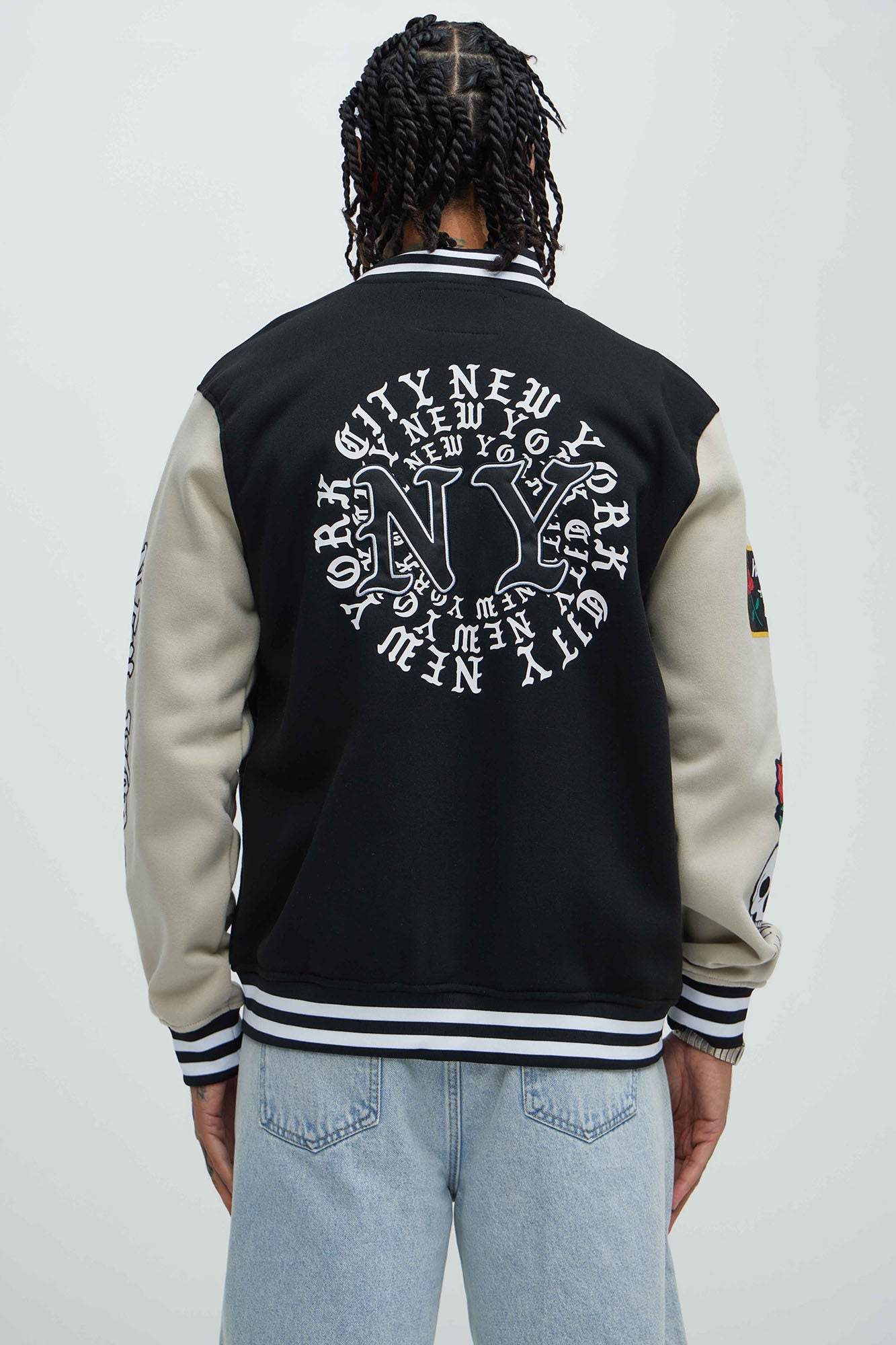 New York Circle Varsity Jacket - Black