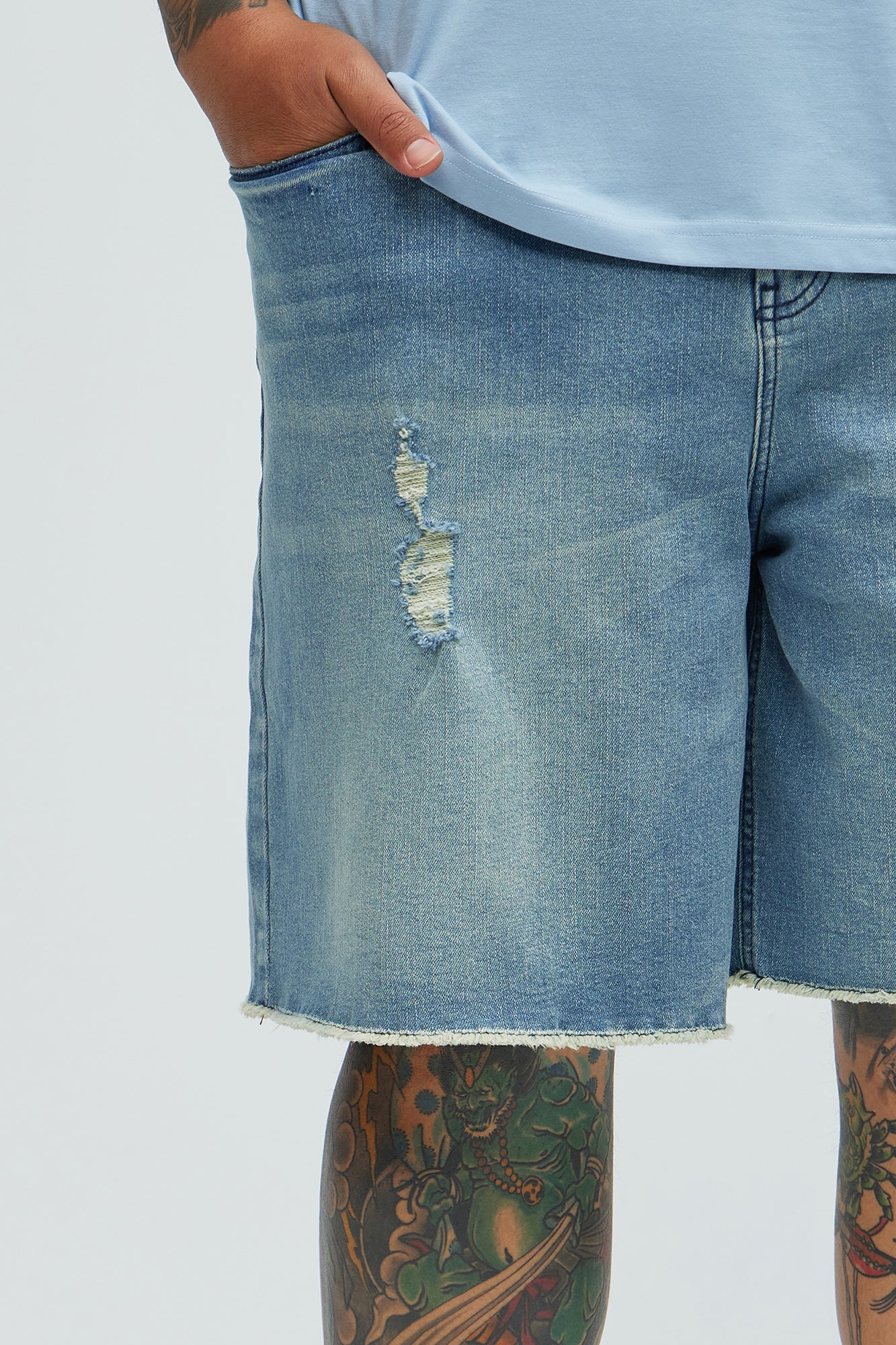 Lounge Relaxed Denim Shorts - Medium Blue Wash