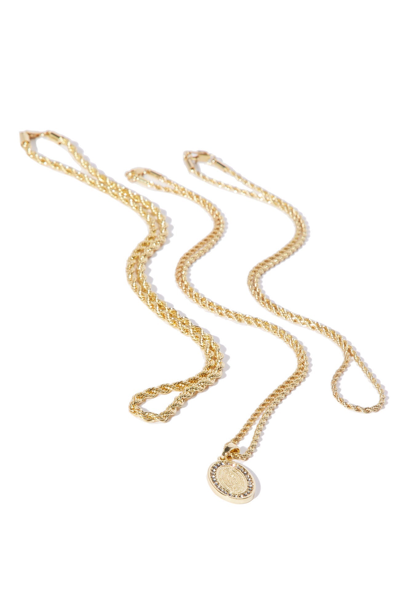 Lady Of Guadalupe 3 Piece Chain Necklace - Gold