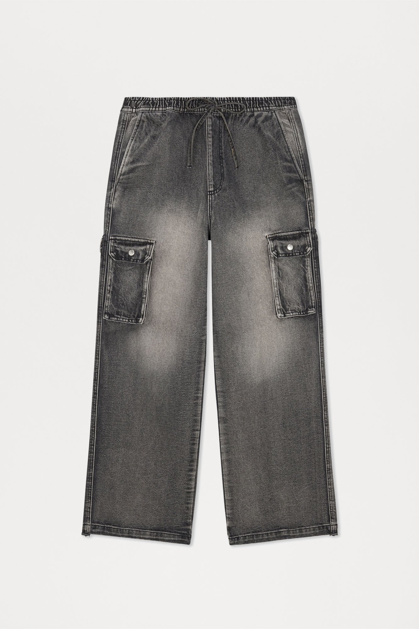 Stretch Waist Relaxed Baggy Jeans - Black Wash