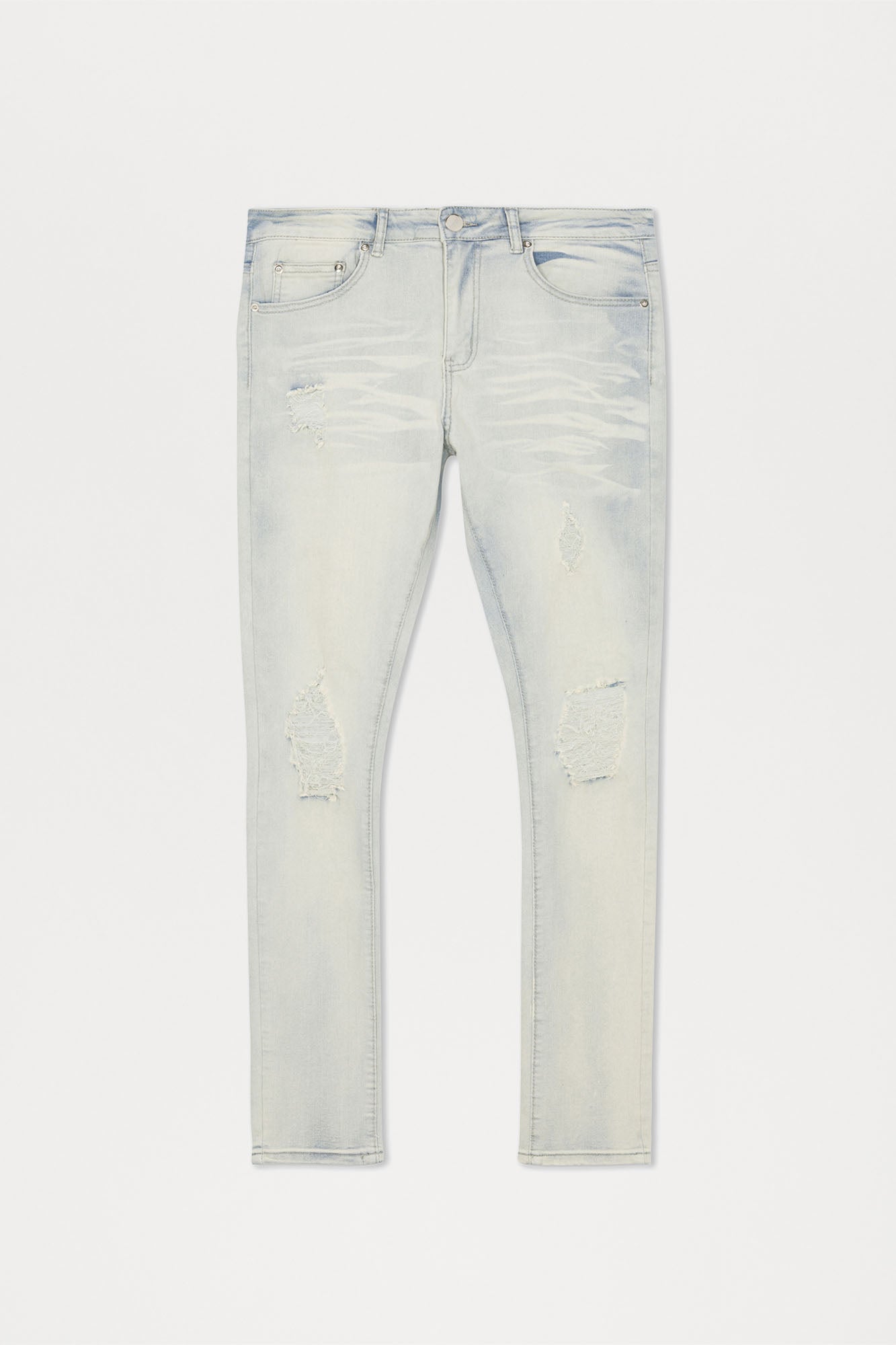 Get With Me Ripped Stacked Skinny Jeans - Light Wash