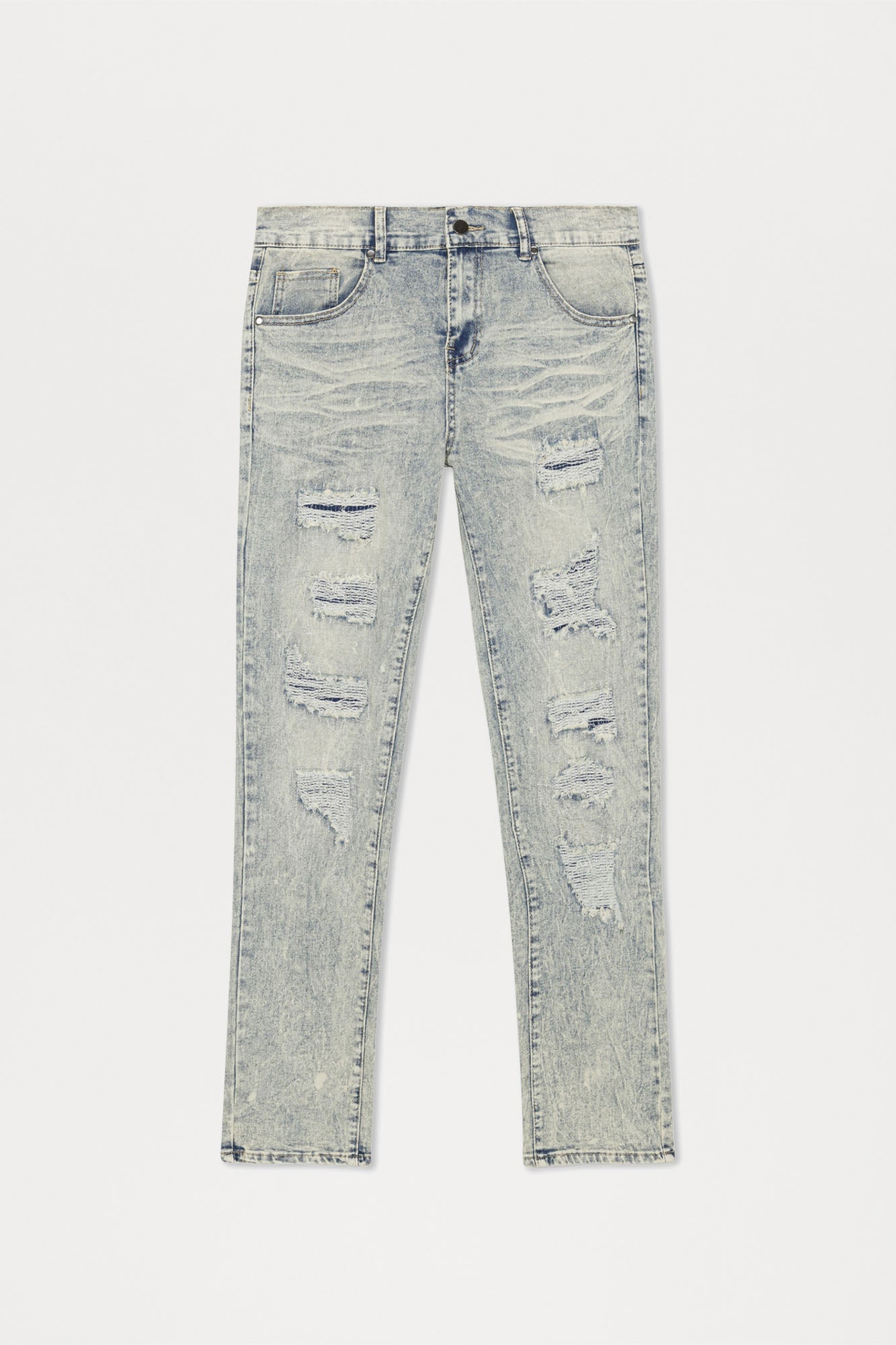 Can't Be Distressed Slim Jeans - Acid Wash Blue