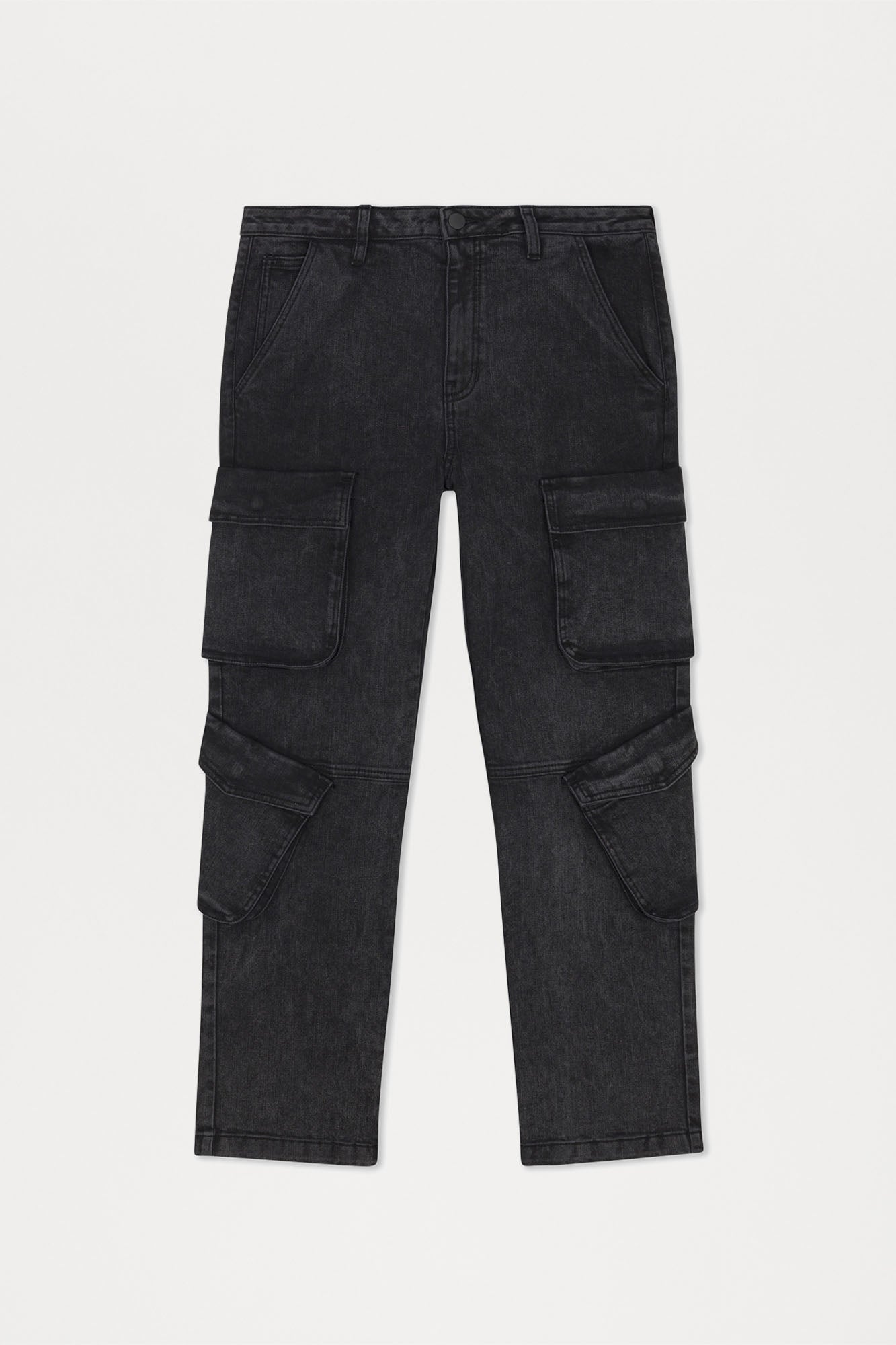 Black Jack Mike Straight Cargo Jeans - Black Wash