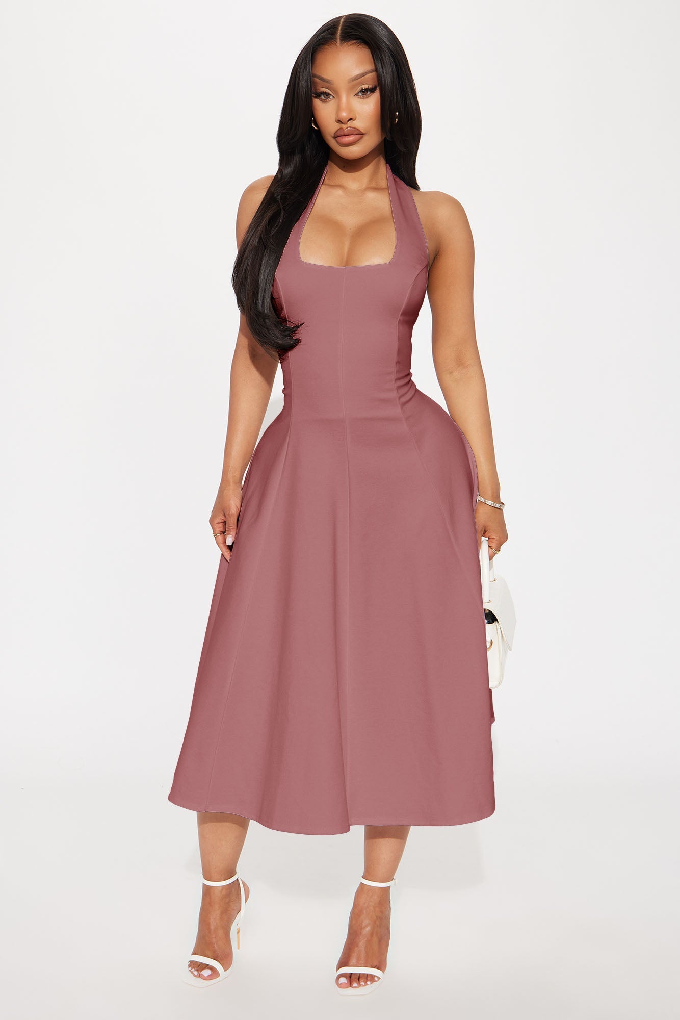 Mabel Ponte Midi Dress - Mauve