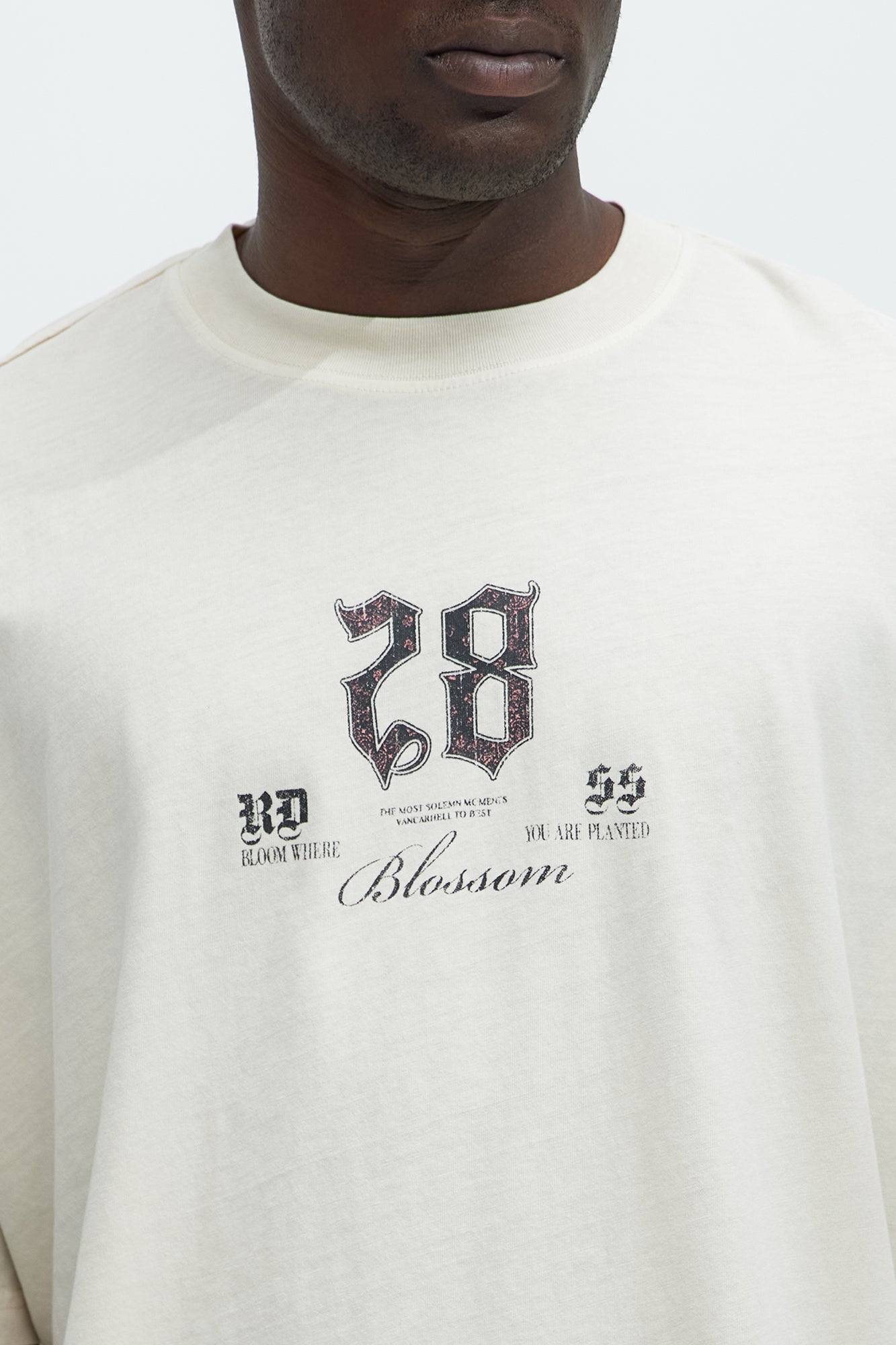 28 Blossom Oversized Short Sleeve Tee - Cream