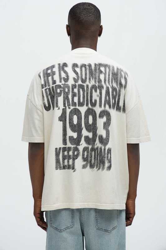 Unpredictable 1993 Oversized Short Sleeve Tee - Cream