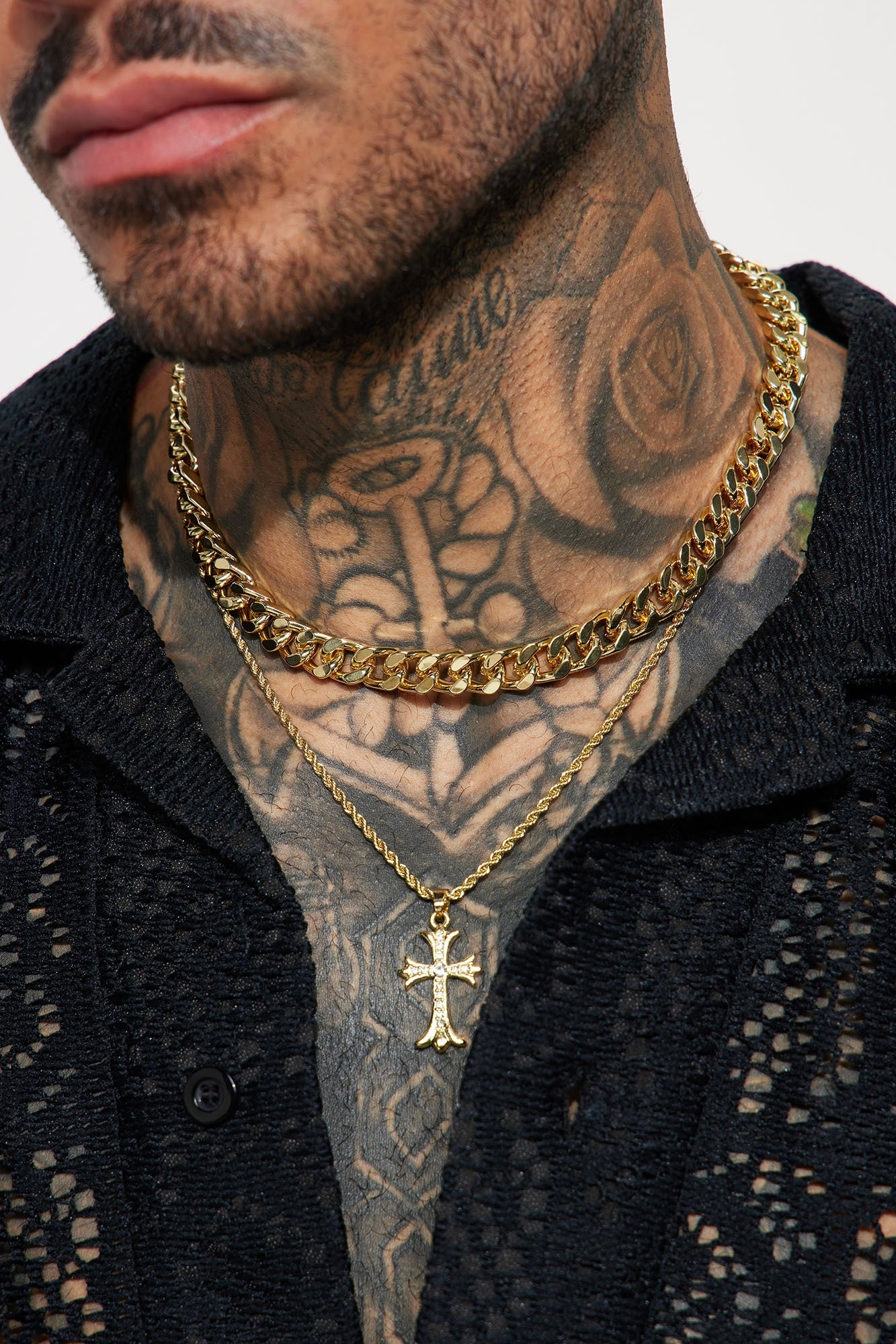 Cross My Mind 2 Piece Chain Necklace - Gold