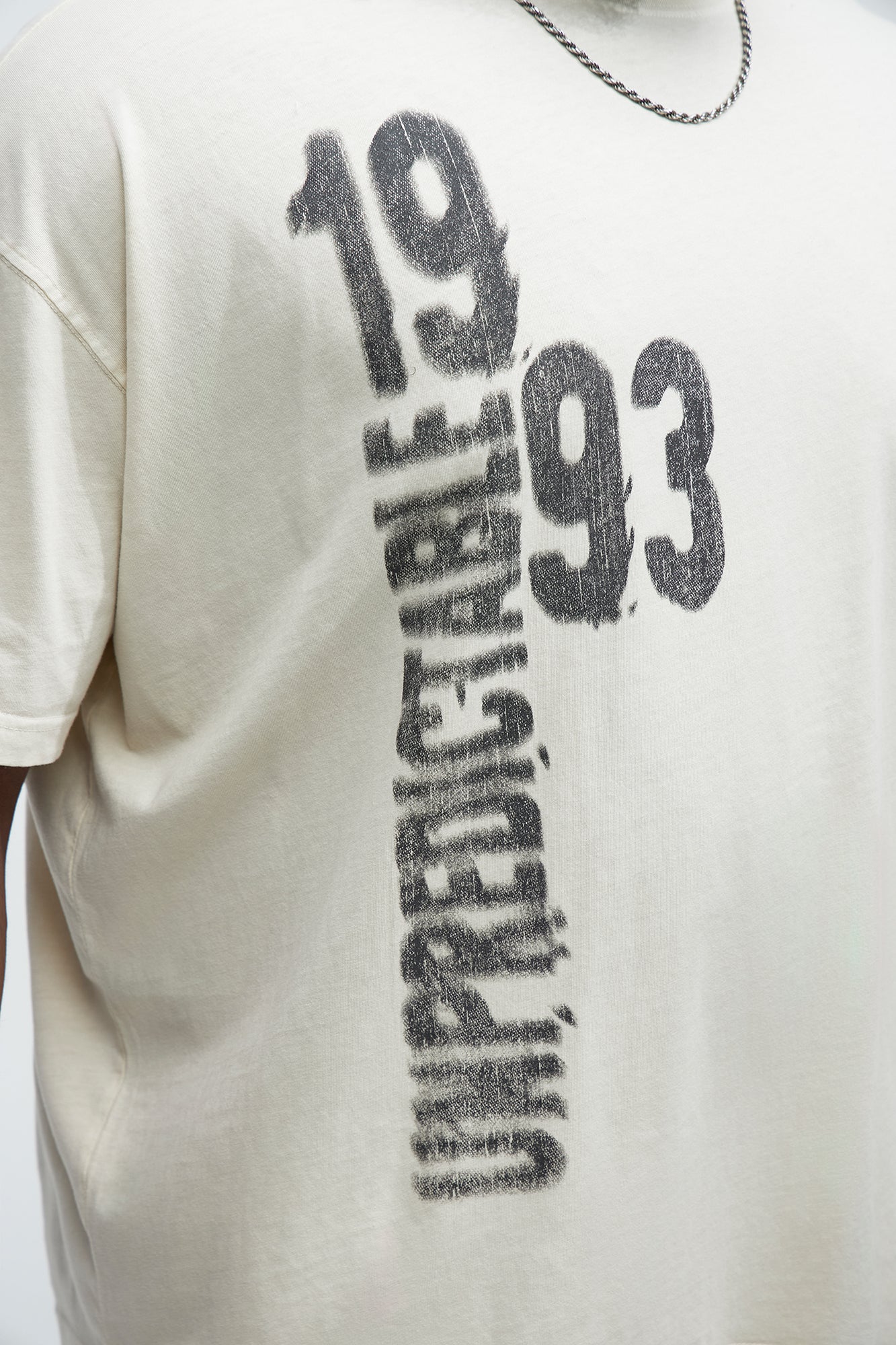 Unpredictable 1993 Oversized Short Sleeve Tee - Cream