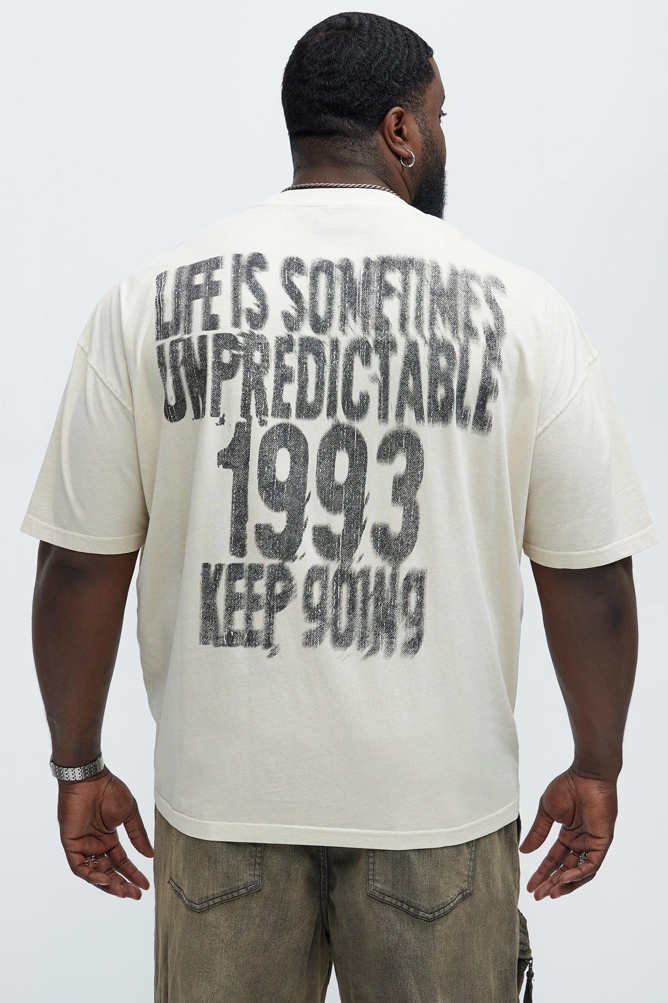 Unpredictable 1993 Oversized Short Sleeve Tee - Cream
