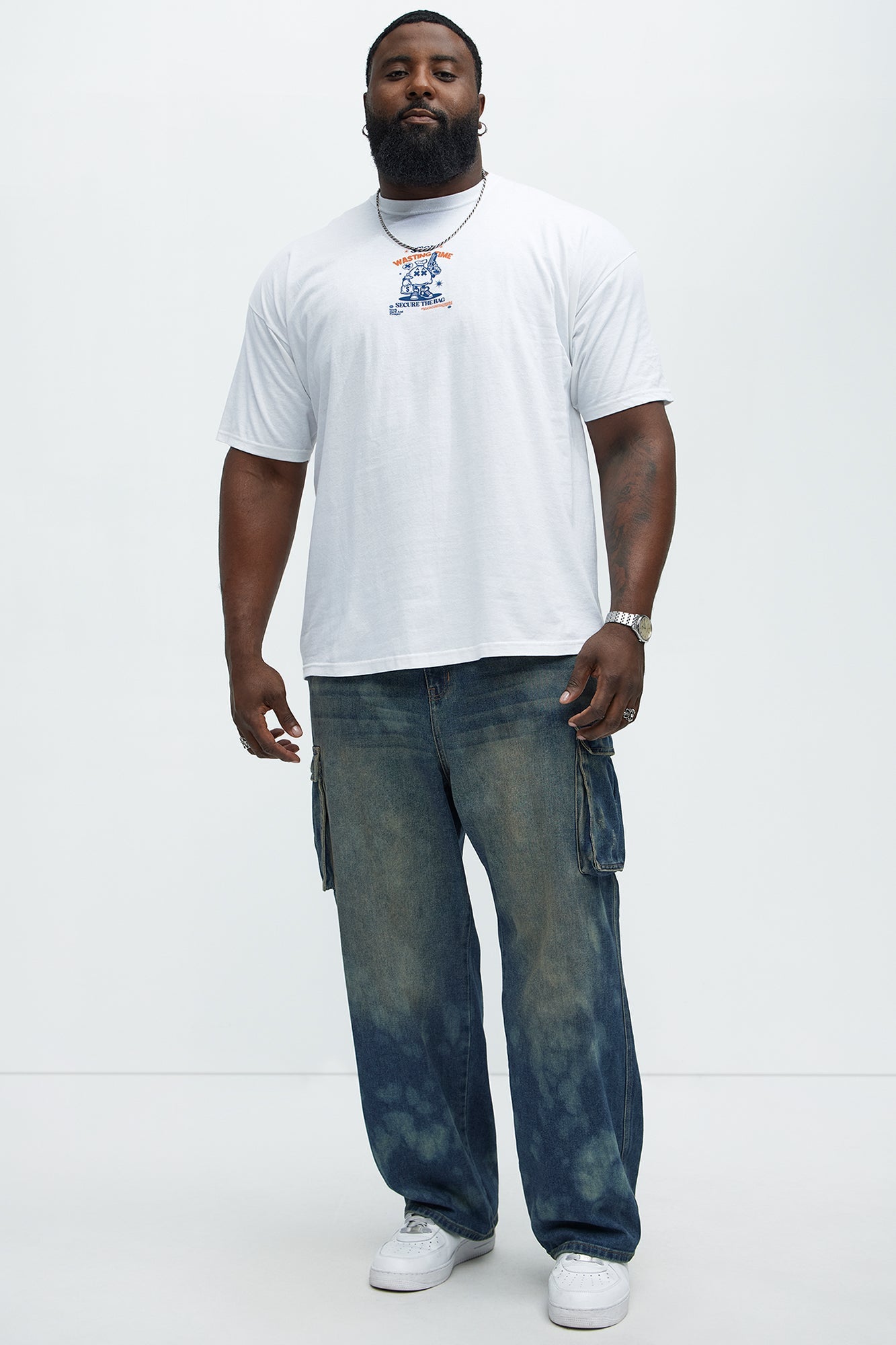 Stop Wasting Time Roll Short Sleeve Tee - White