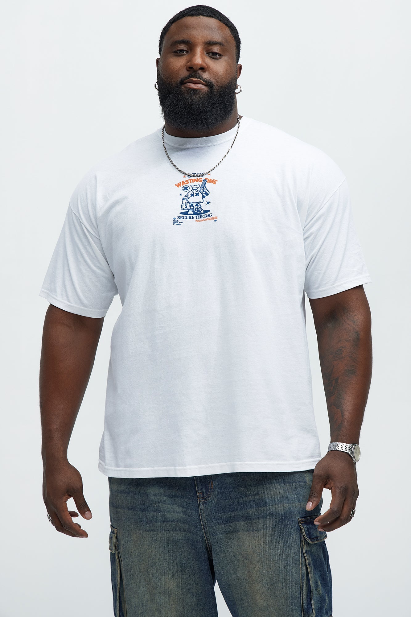 Stop Wasting Time Roll Short Sleeve Tee - White