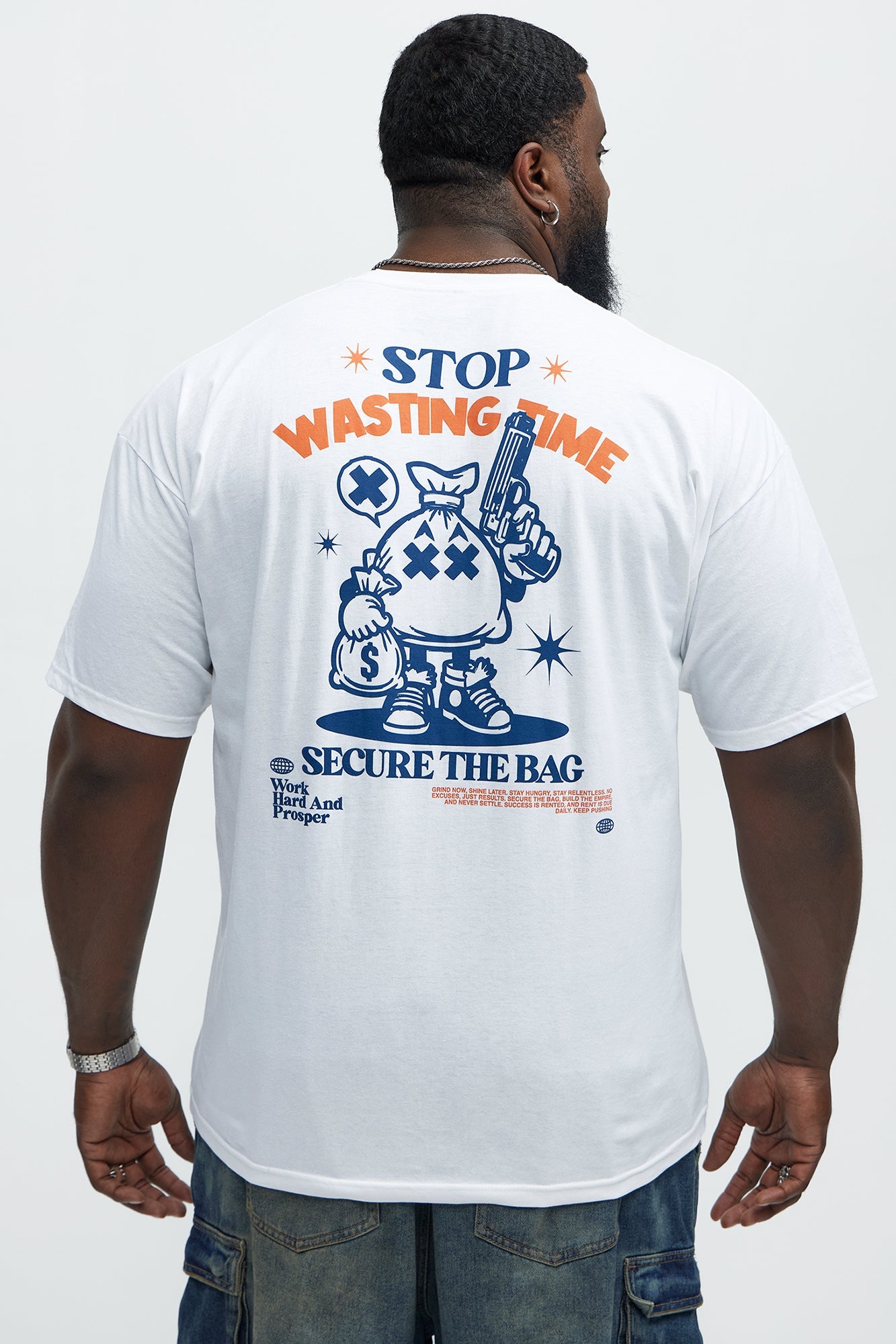 Stop Wasting Time Roll Short Sleeve Tee - White