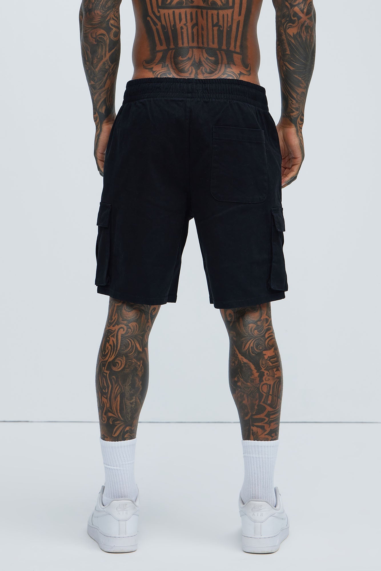 Twill Volley Cargo Shorts - Black