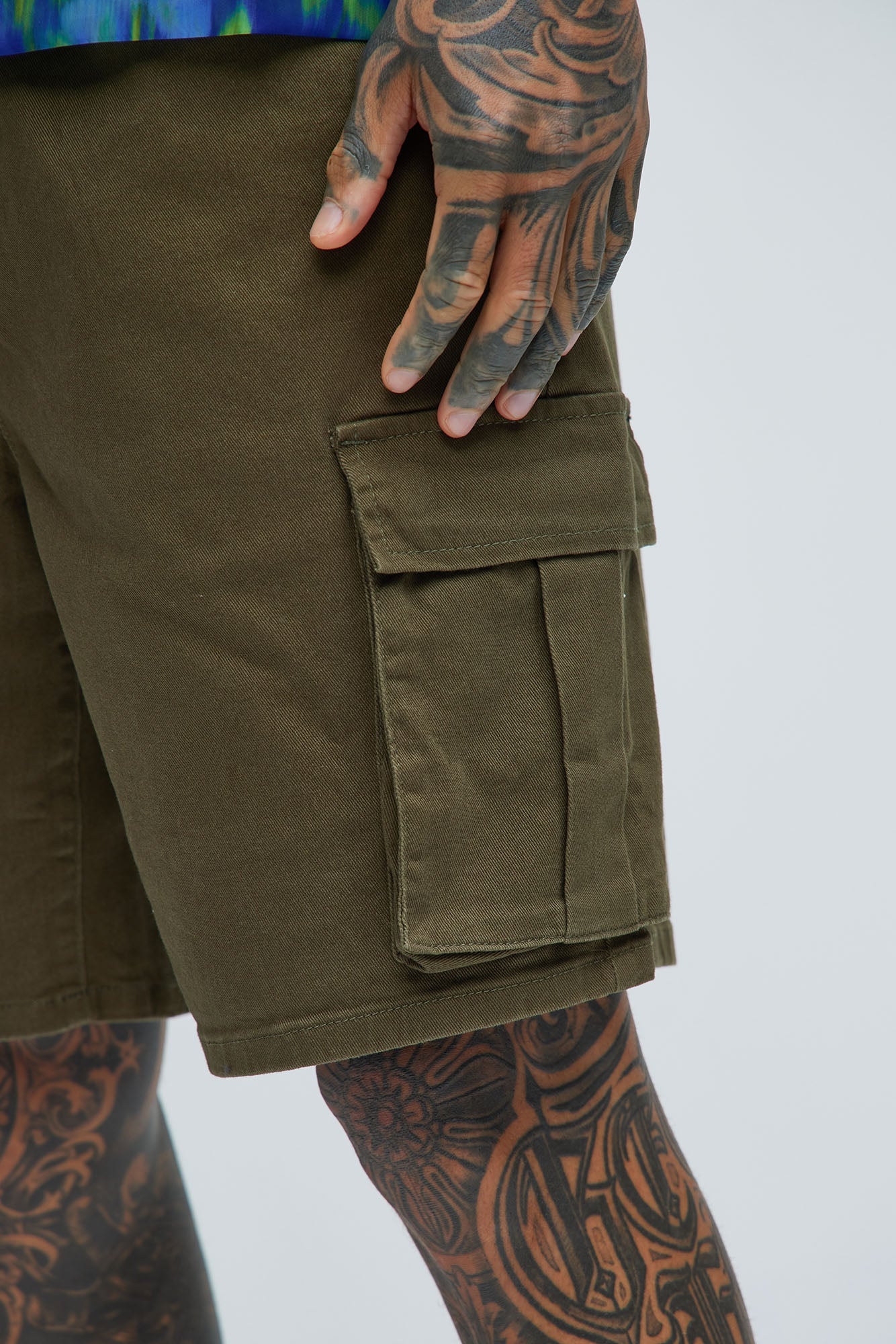 Twill Volley Cargo Shorts - Olive