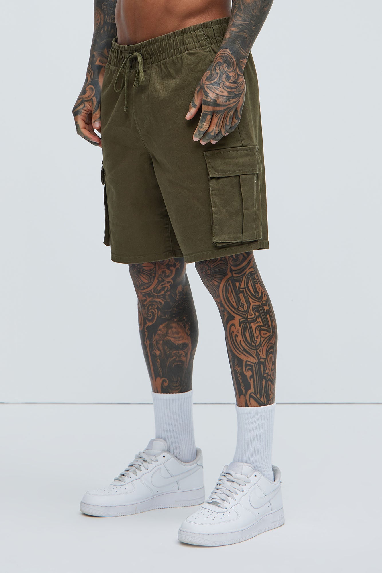 Twill Volley Cargo Shorts - Olive