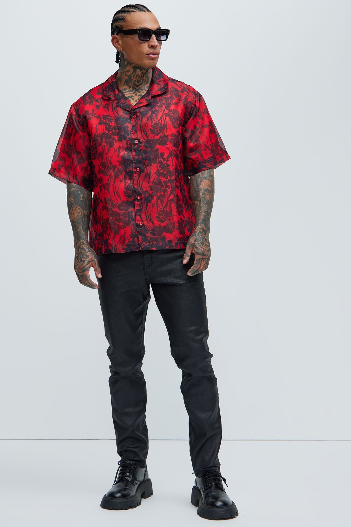 Pleasant Floral Shirt - Red/combo