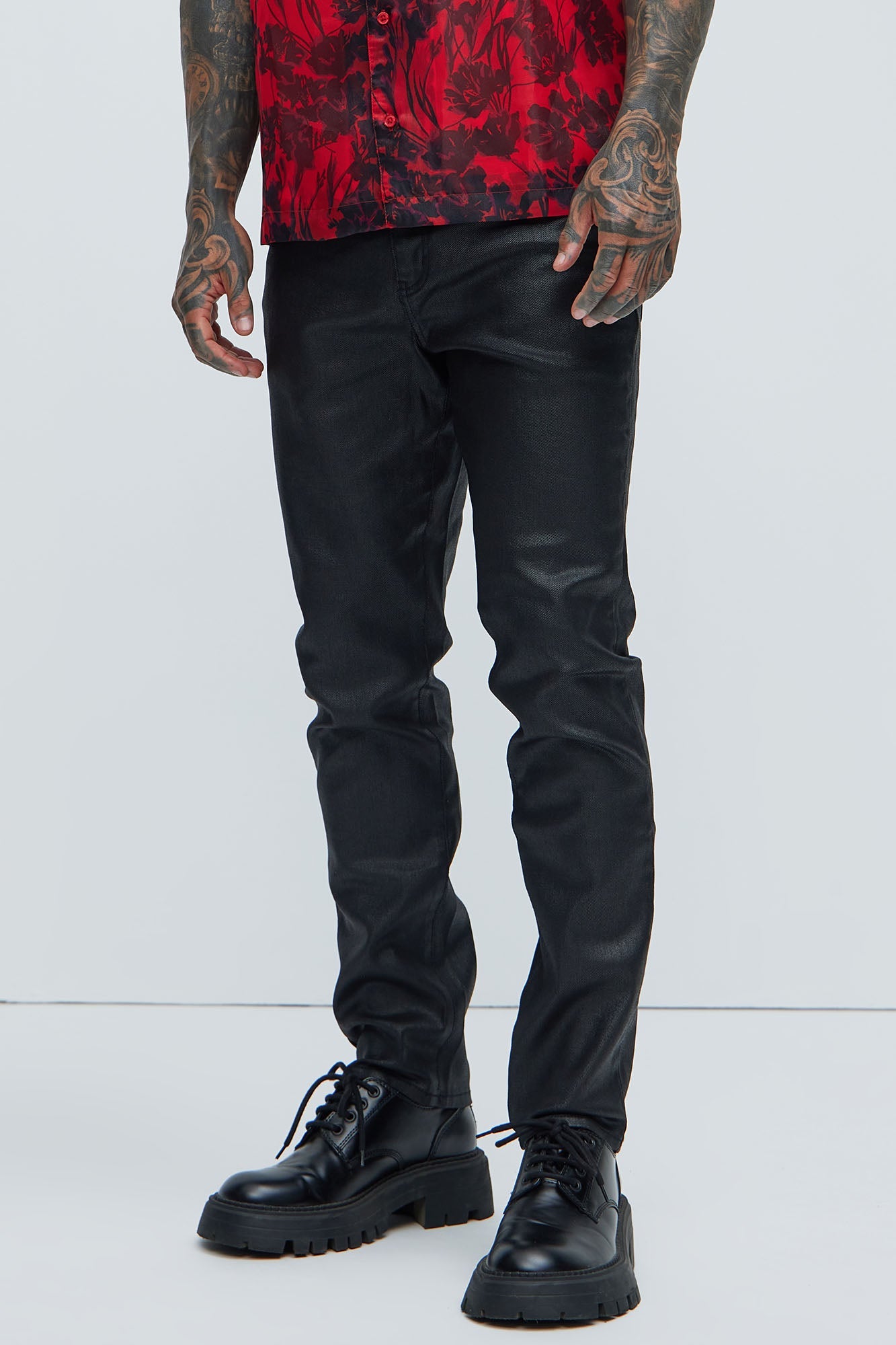 Not Like Others Waxed Slim Taper Jean - Black