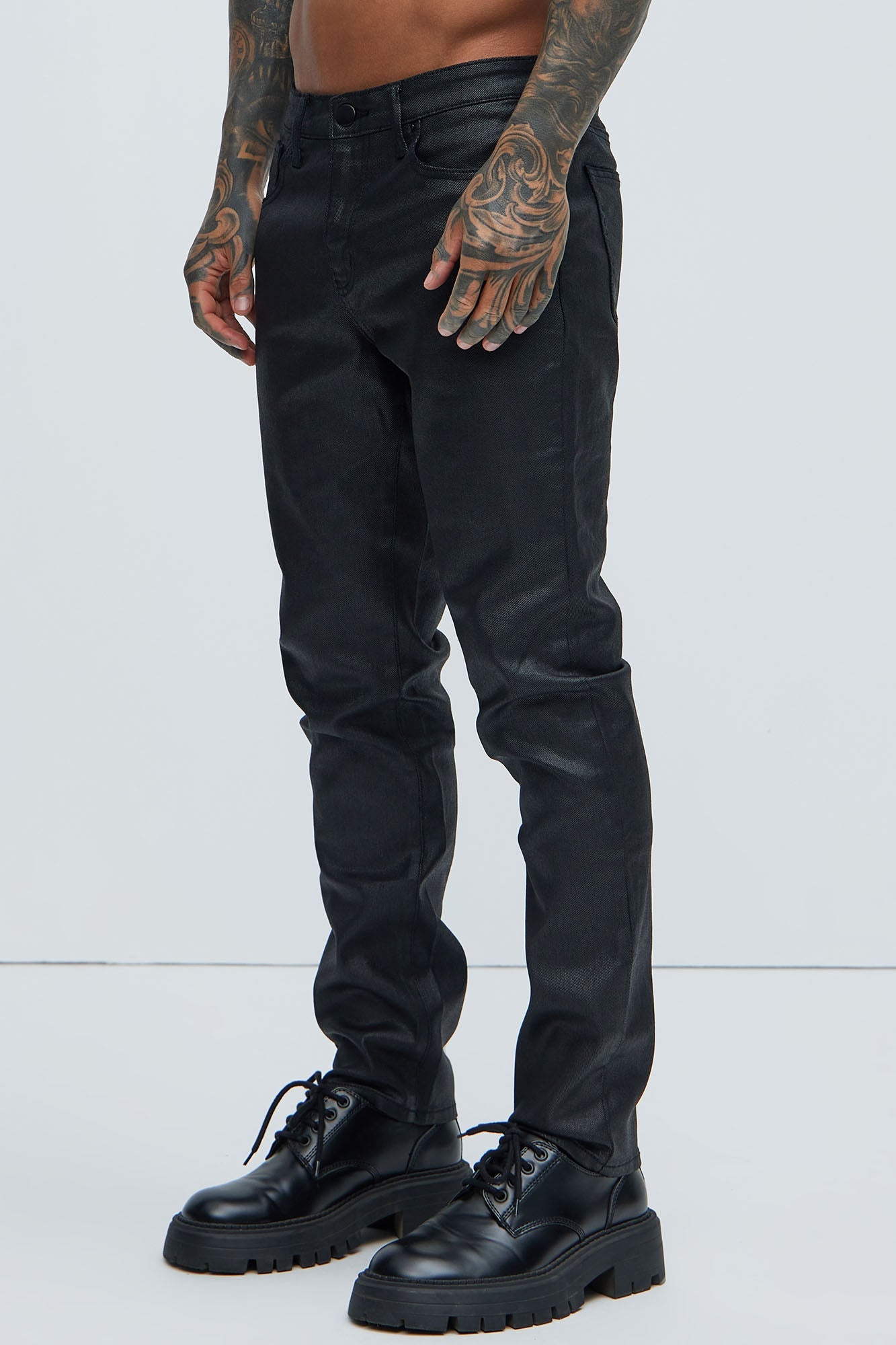 Not Like Others Waxed Slim Taper Jean - Black